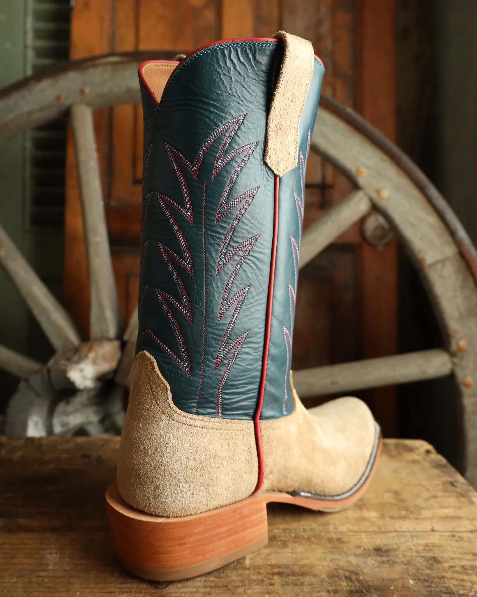 RIOS OF MERCEDES CRAZY HORSE ROUGHOUT TAN AND NAVY 13" BOOT - Image 8