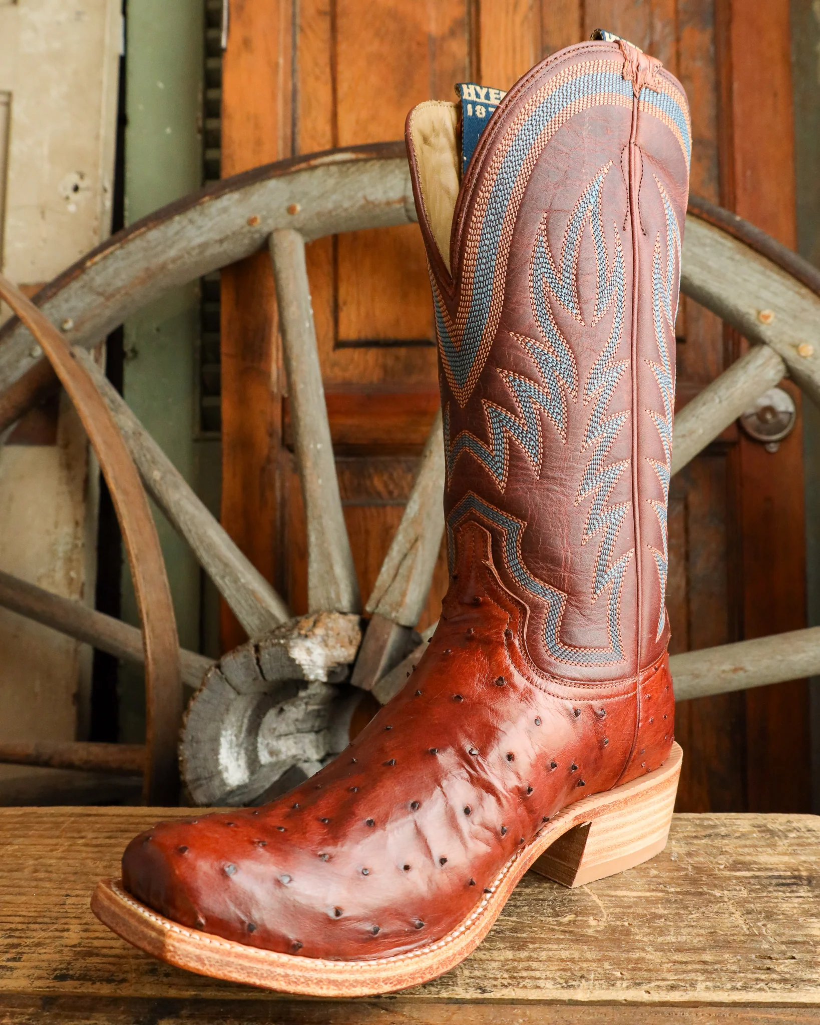 Hyer Men's Culver Full Quill Ostrich Brandy Cognac 13" Boot - Image 5