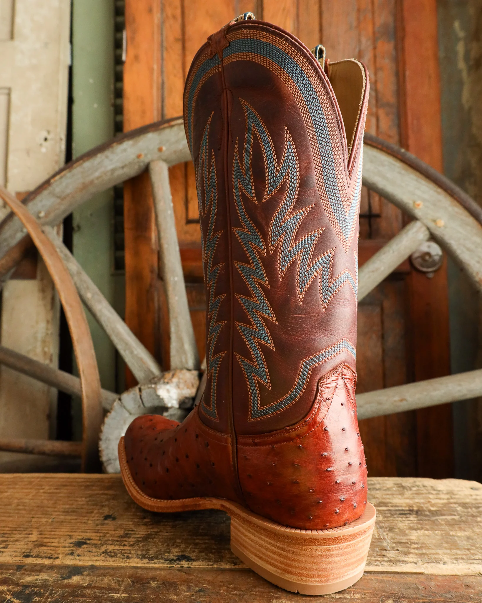 Hyer Men's Culver Full Quill Ostrich Brandy Cognac 13" Boot - Image 6