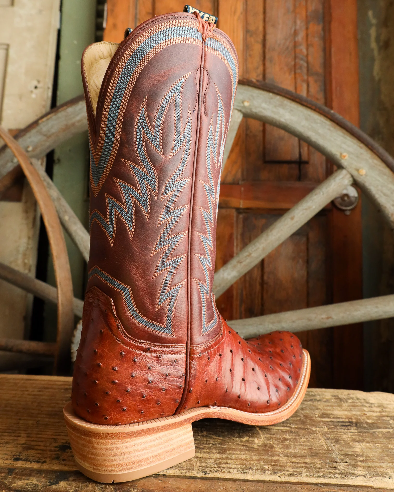 Hyer Men's Culver Full Quill Ostrich Brandy Cognac 13" Boot - Image 7