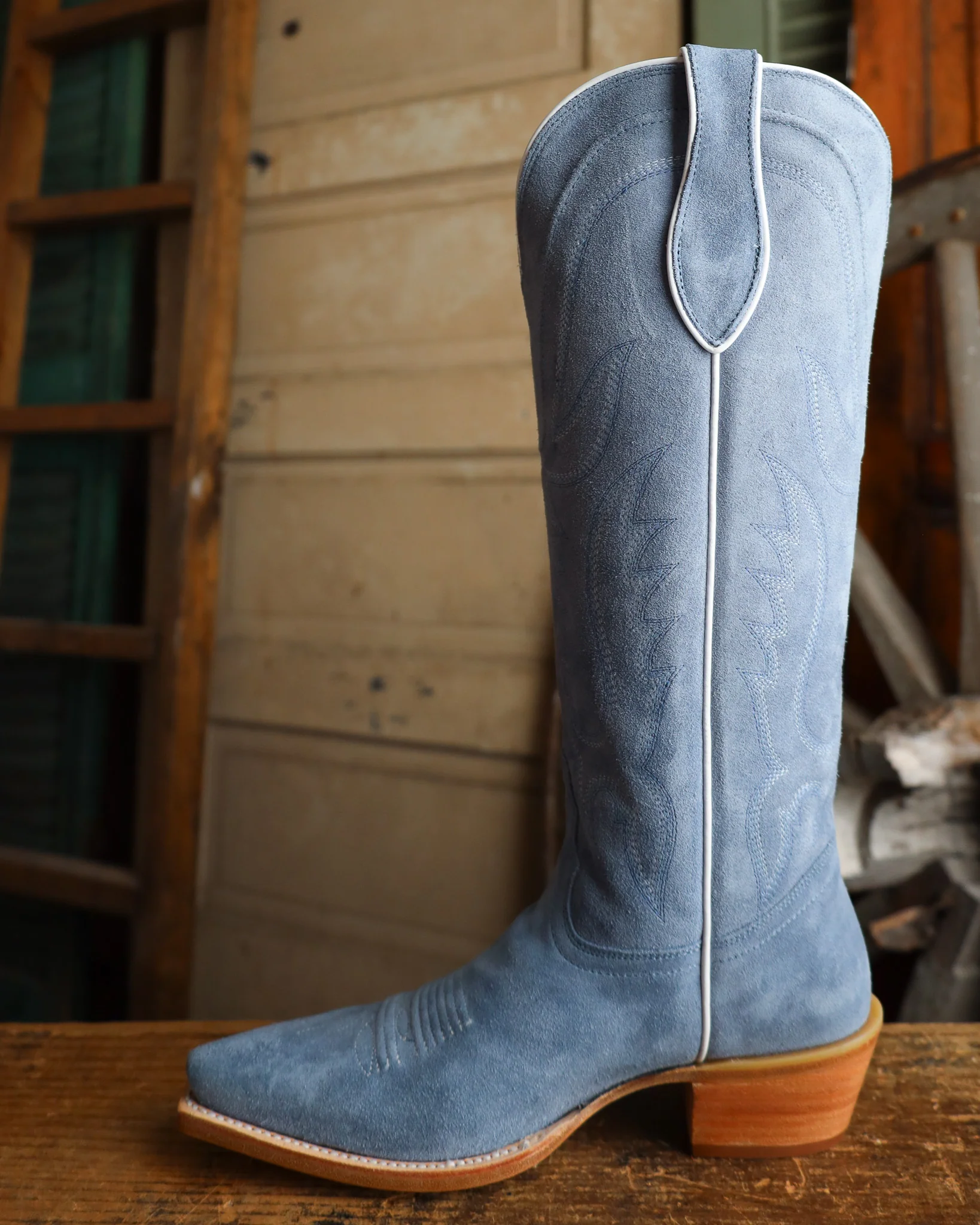 Tony Lama Women's Liz Suede 15" Boot- Denim - Image 6