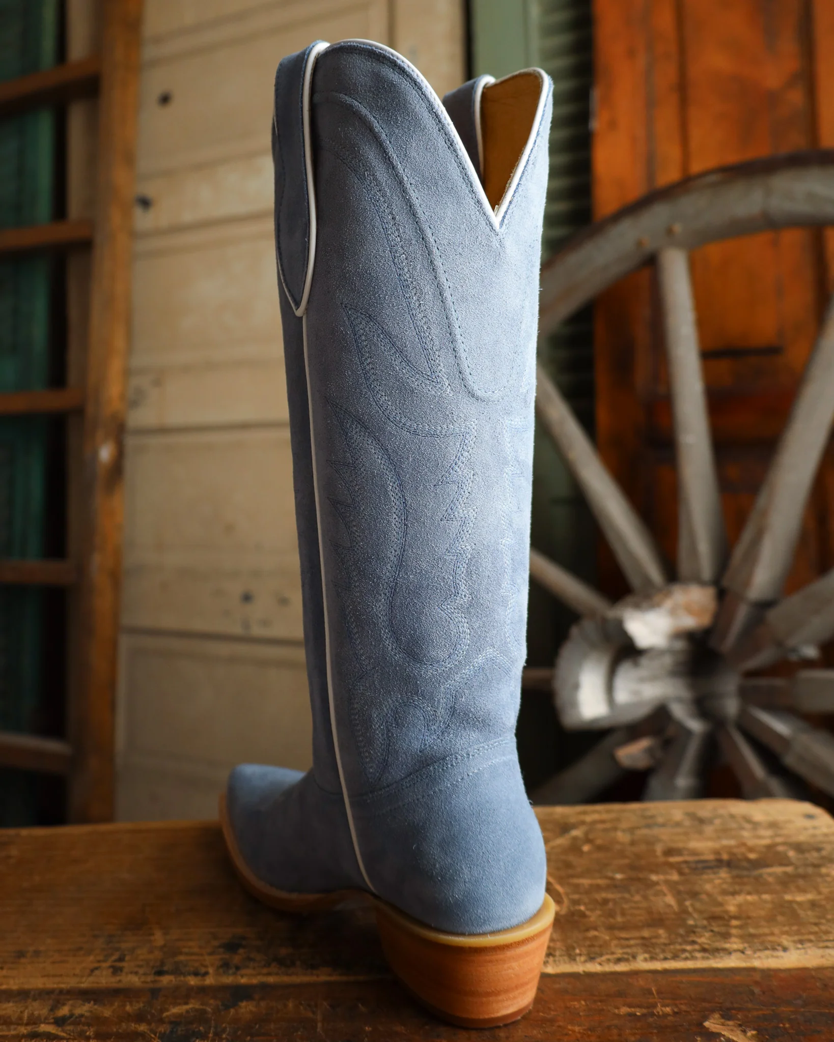 Tony Lama Women's Liz Suede 15" Boot- Denim - Image 8