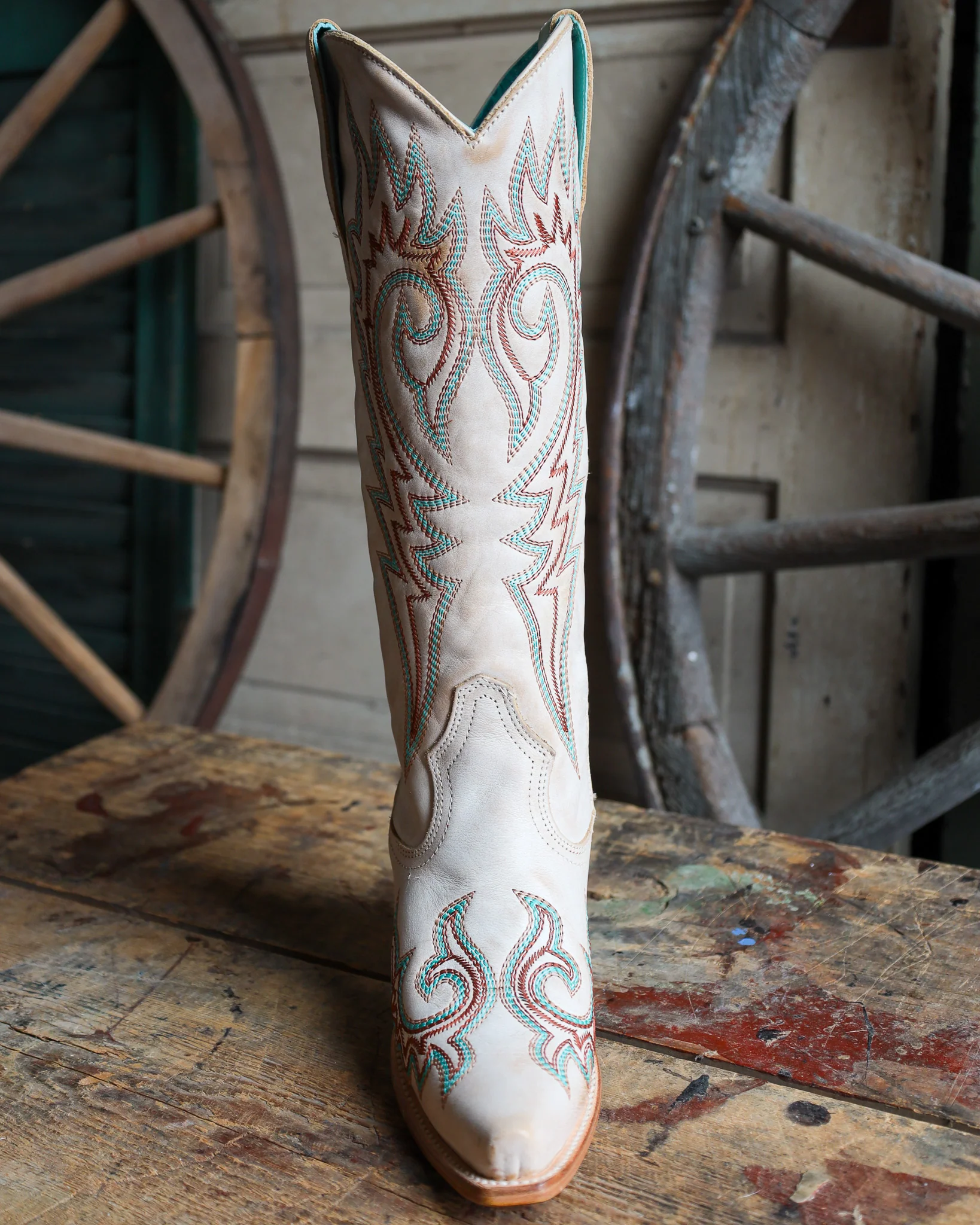 Corral Women's Blue And Red Embroidery Bone Snip Toe 15" Cowboy Boot - Image 3