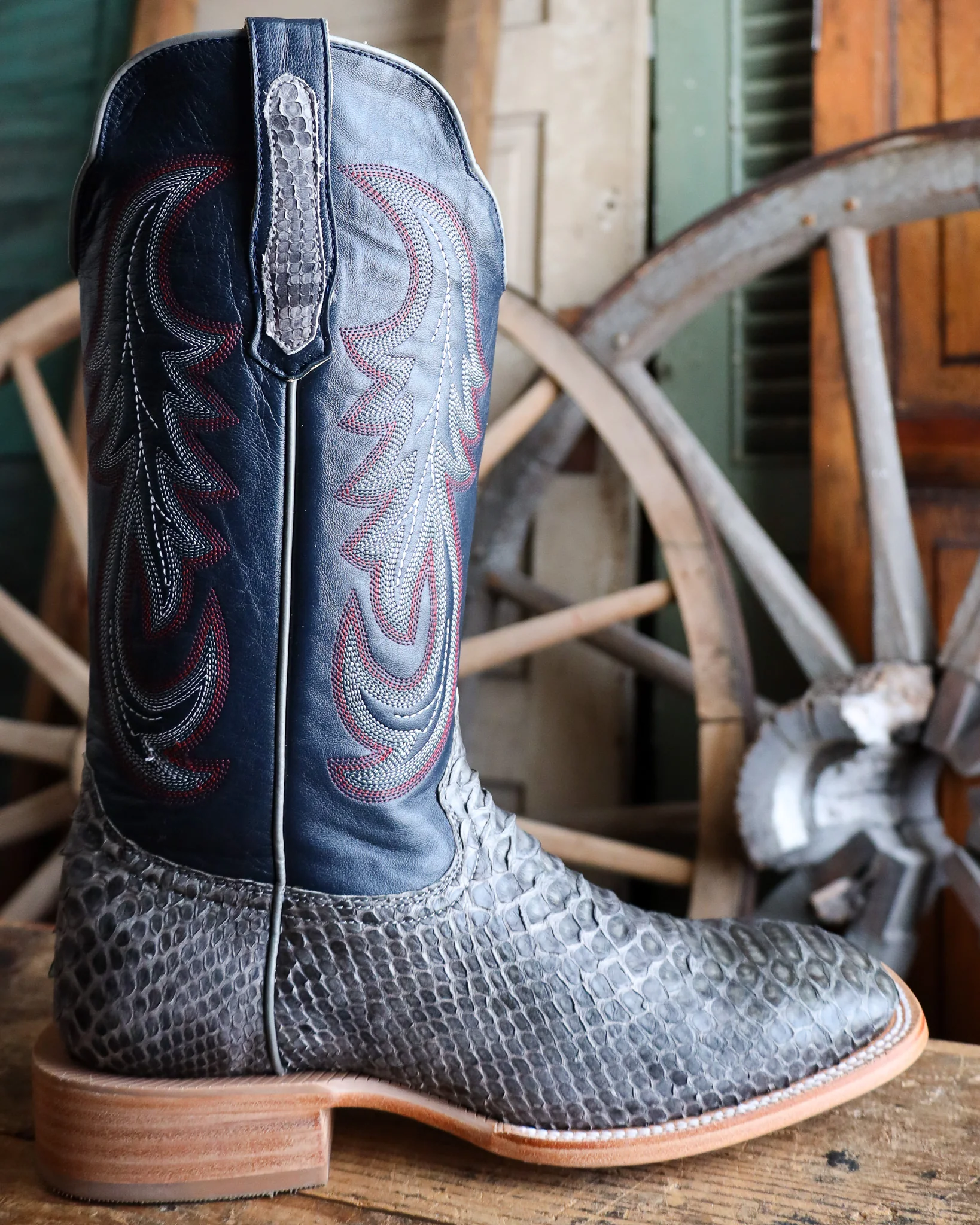 R. Watson Men's Python Wide Square 13″ Western Boot