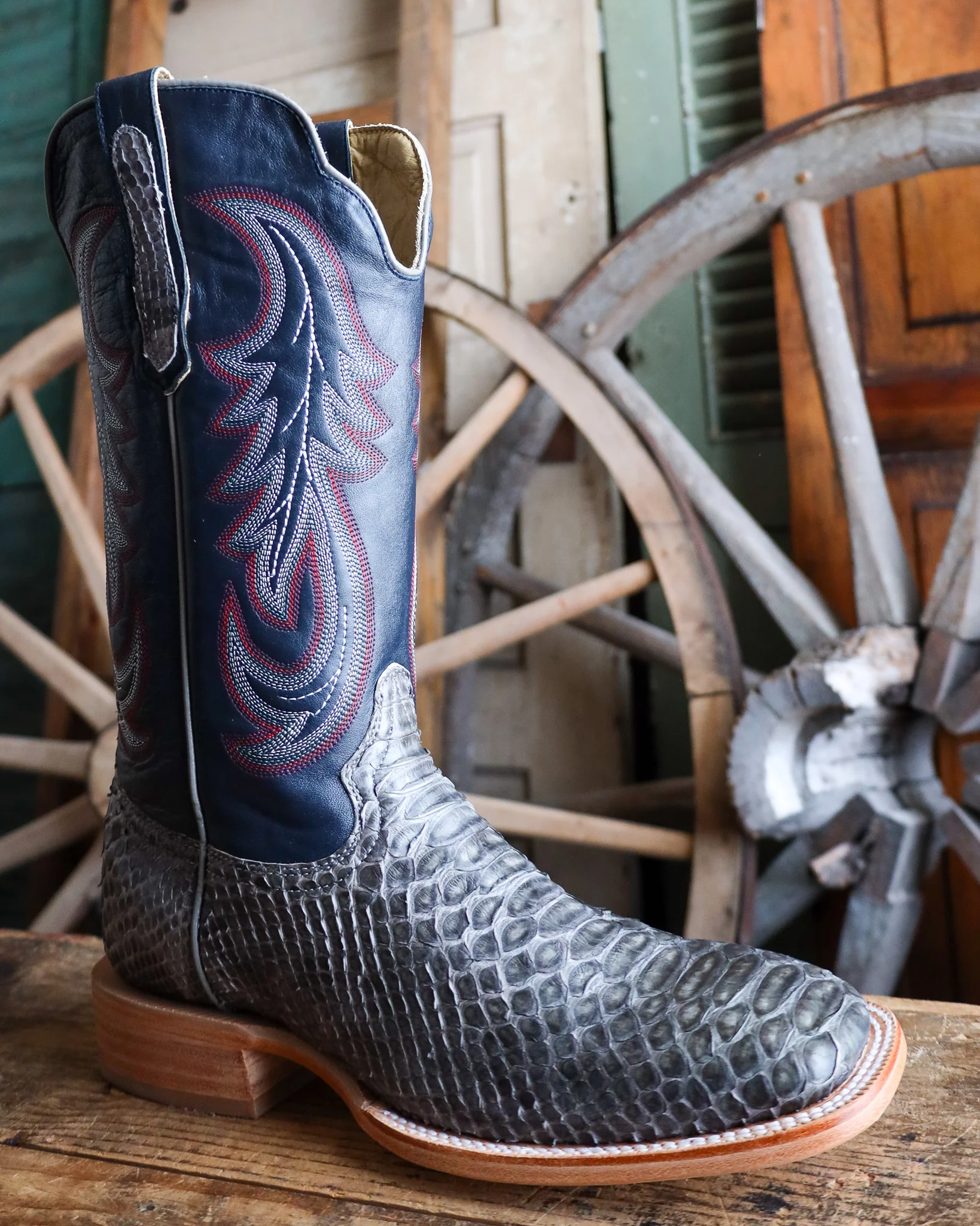R. Watson Men's Python Wide Square 13″ Western Boot - Image 2