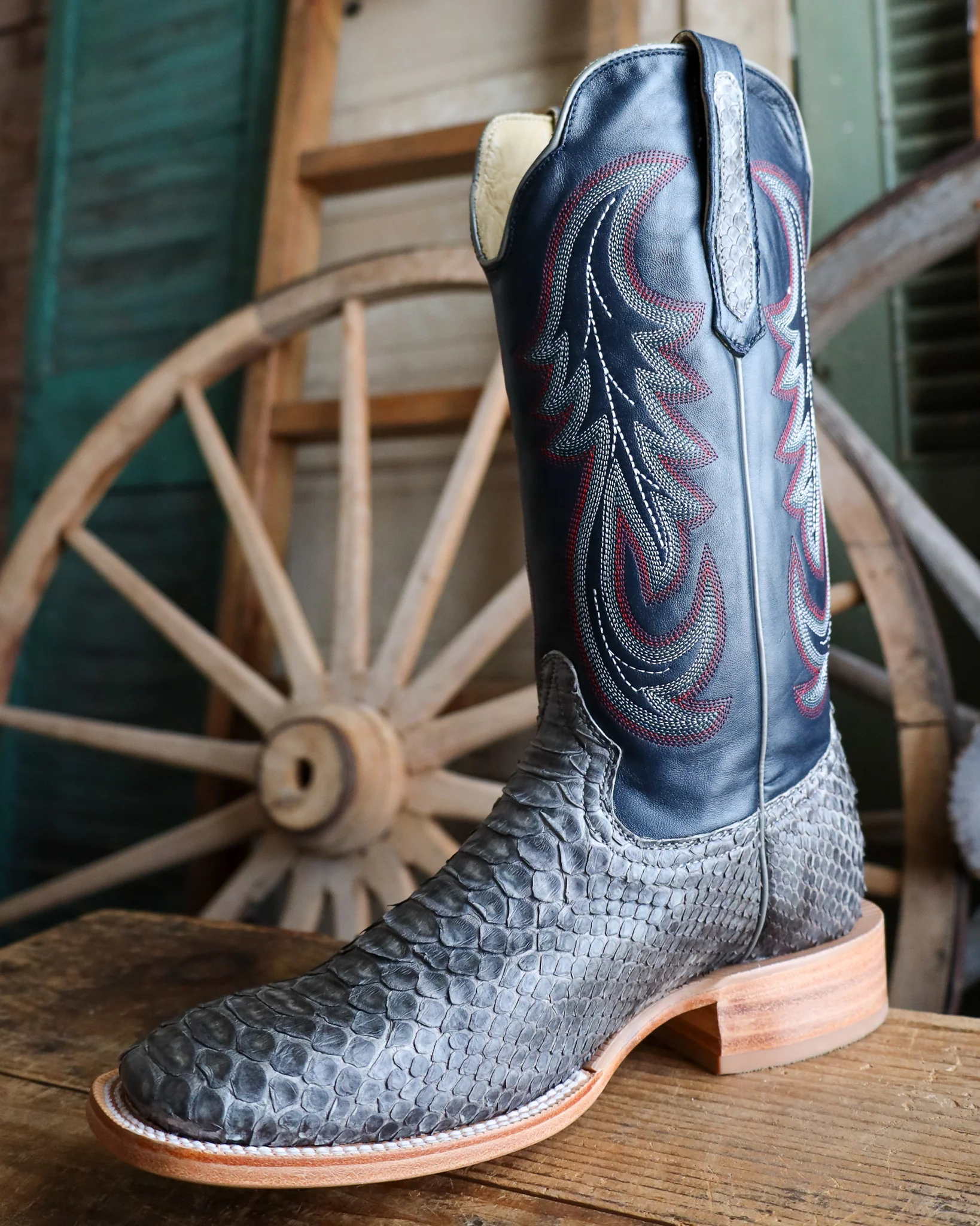 R. Watson Men's Python Wide Square 13″ Western Boot - Image 5