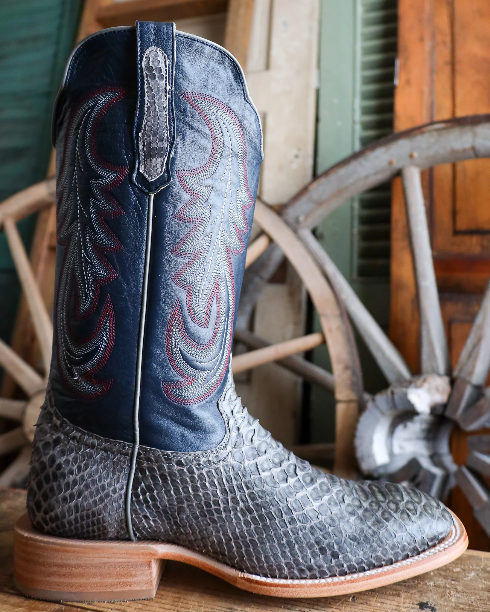 R. Watson Men's Python Wide Square 13″ Western Boot - Image 8