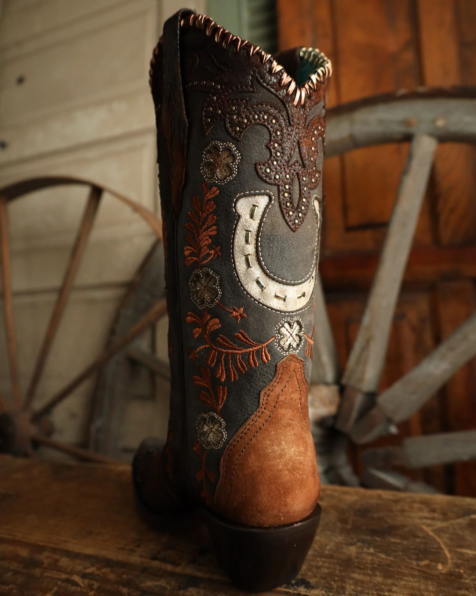 Corral Women's Horseshoe Overlay Studs 13" Boot - Image 6
