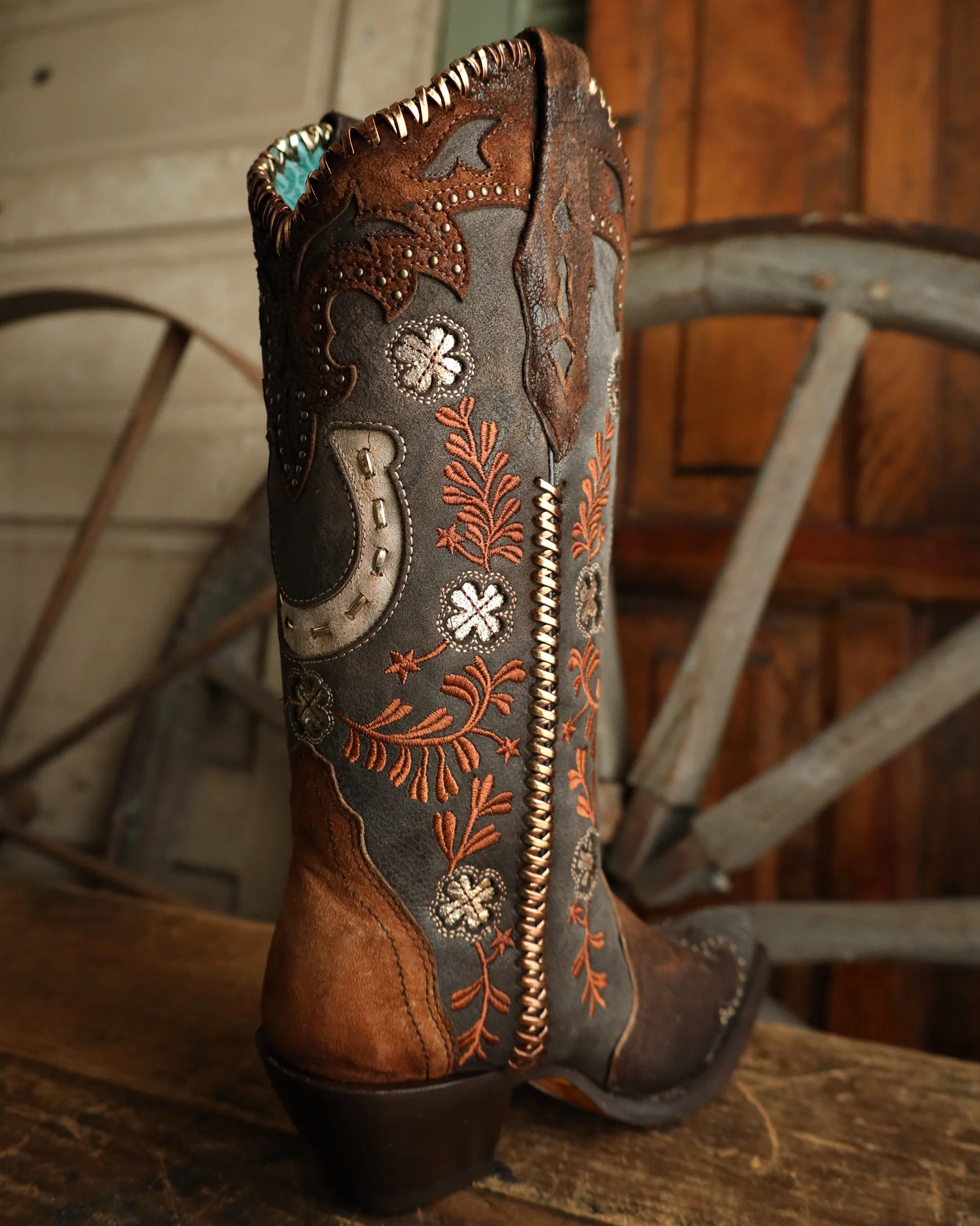 Corral Women's Horseshoe Overlay Studs 13" Boot - Image 7