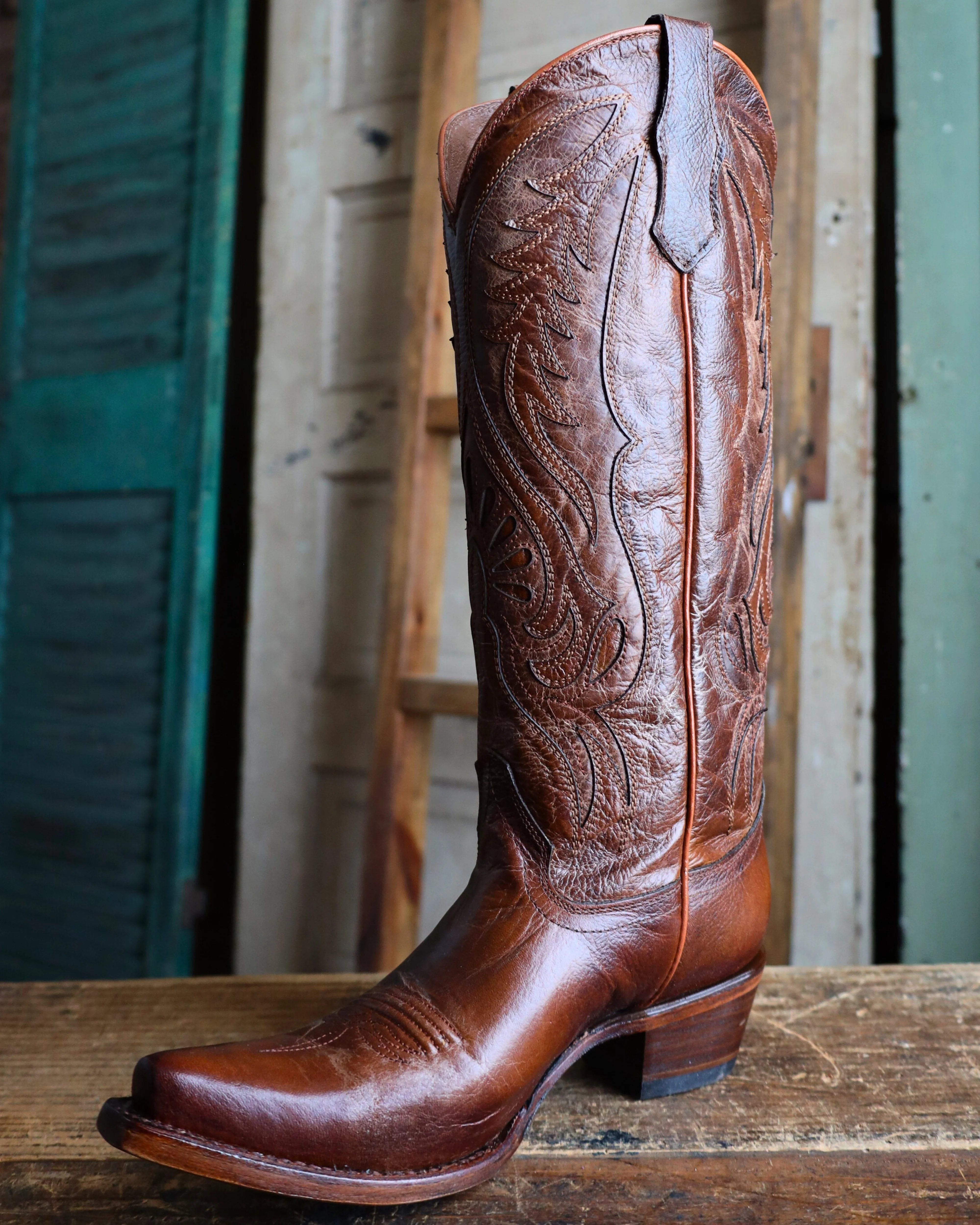 Circle G by Corral Women's Bronze with Inlays Snip Toe 14" Boots - Image 5