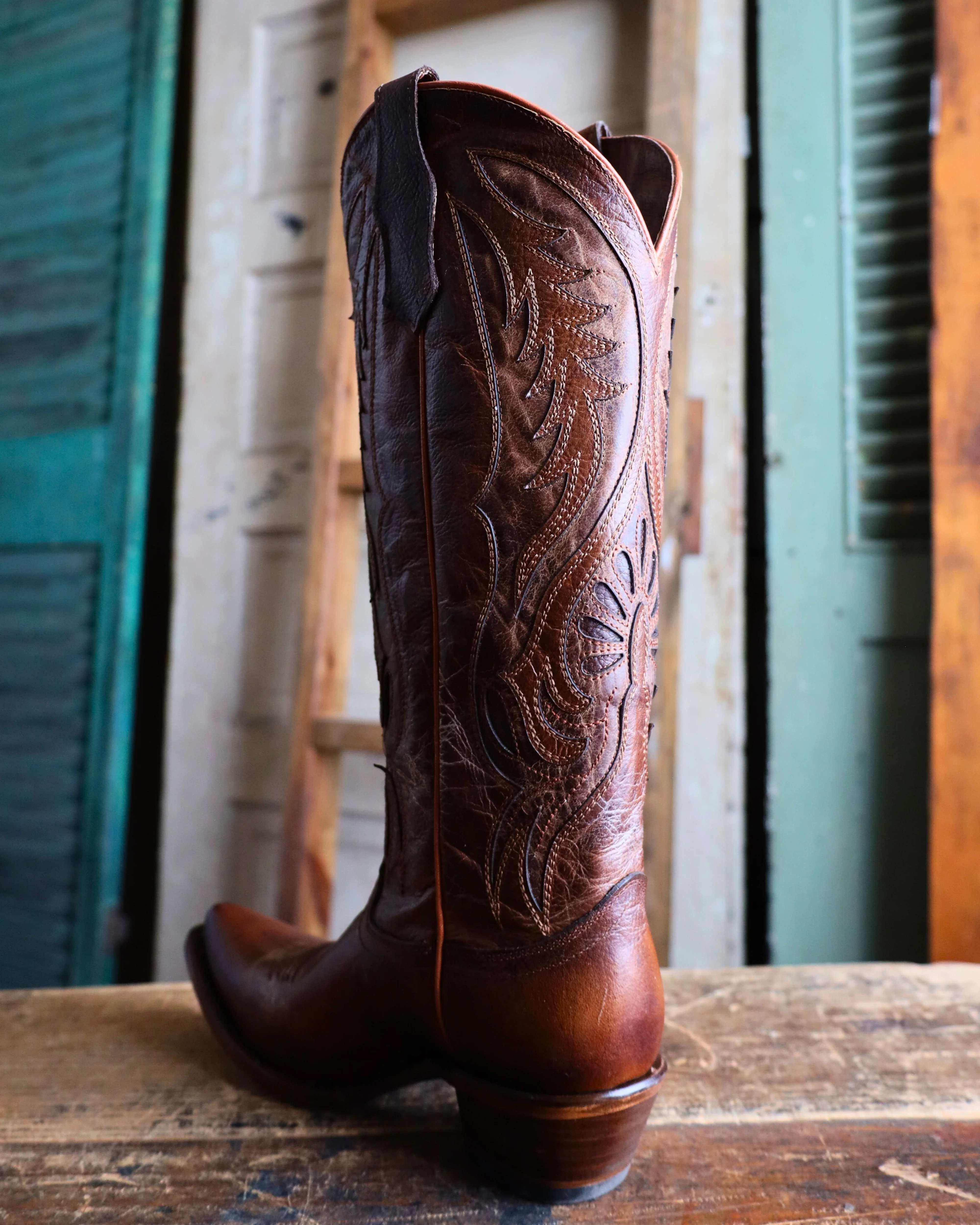 Circle G by Corral Women's Bronze with Inlays Snip Toe 14" Boots - Image 7