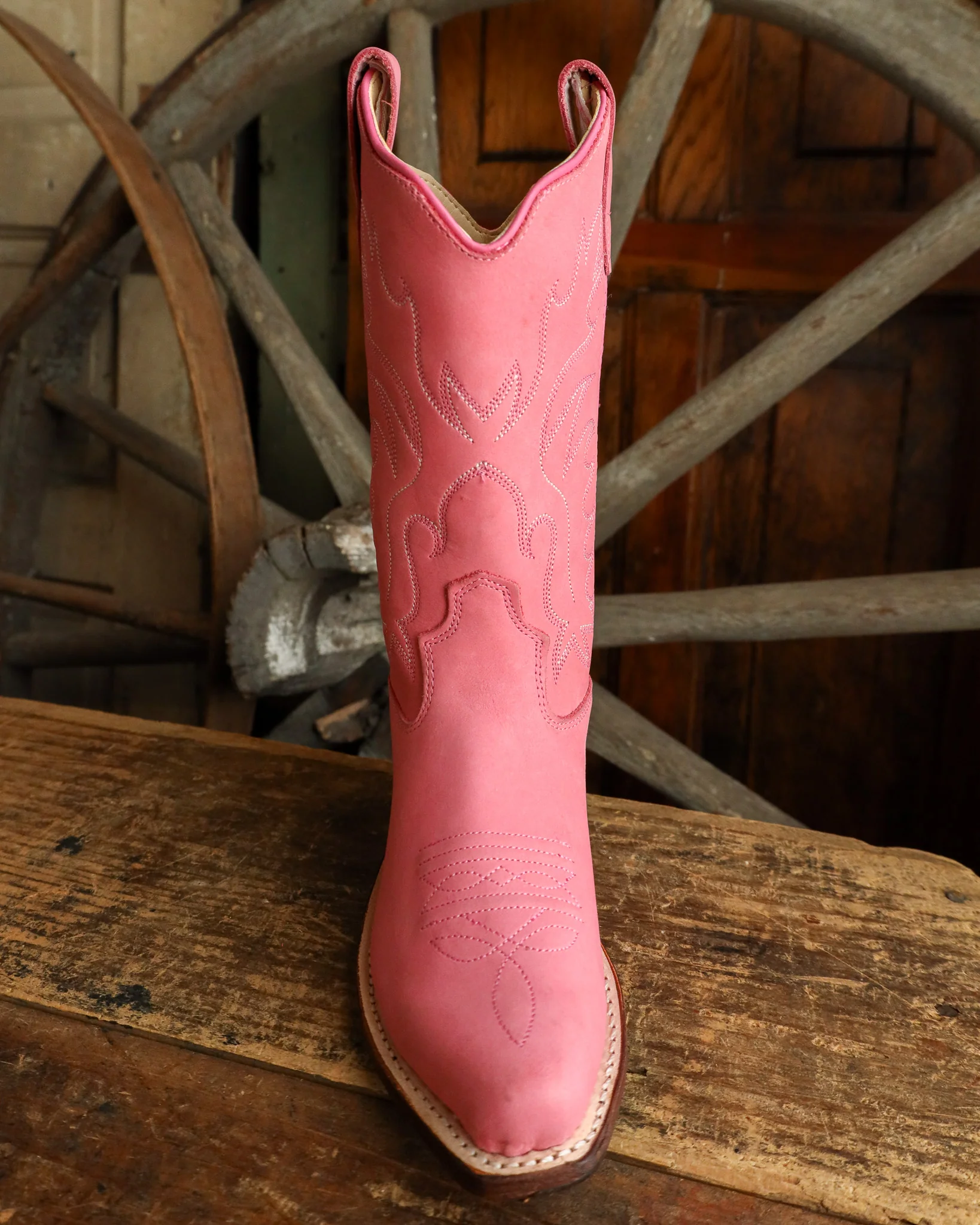 Old West Girls Leather Snip Toe Boot - Image 4