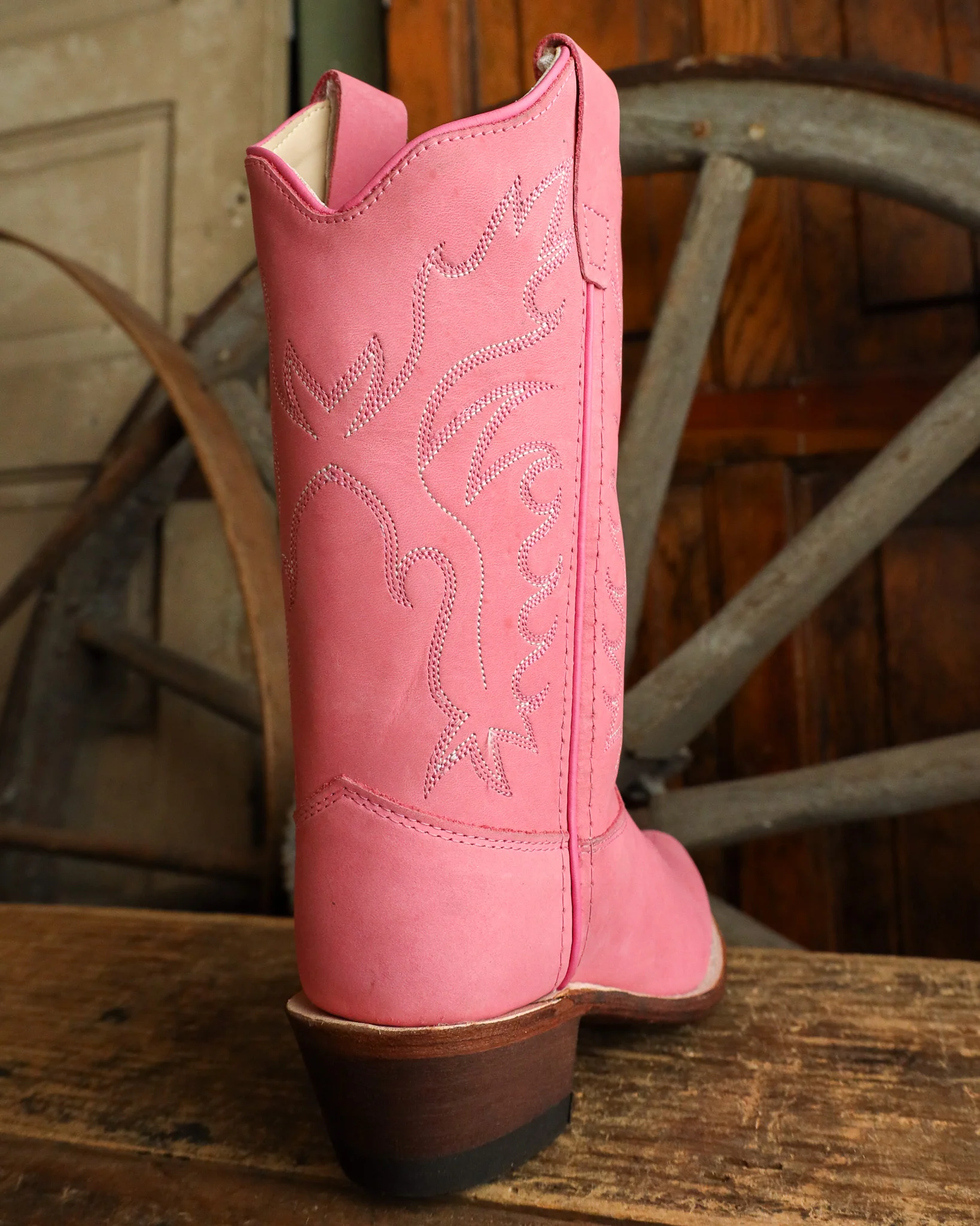 Old West Girls Leather Snip Toe Boot - Image 7