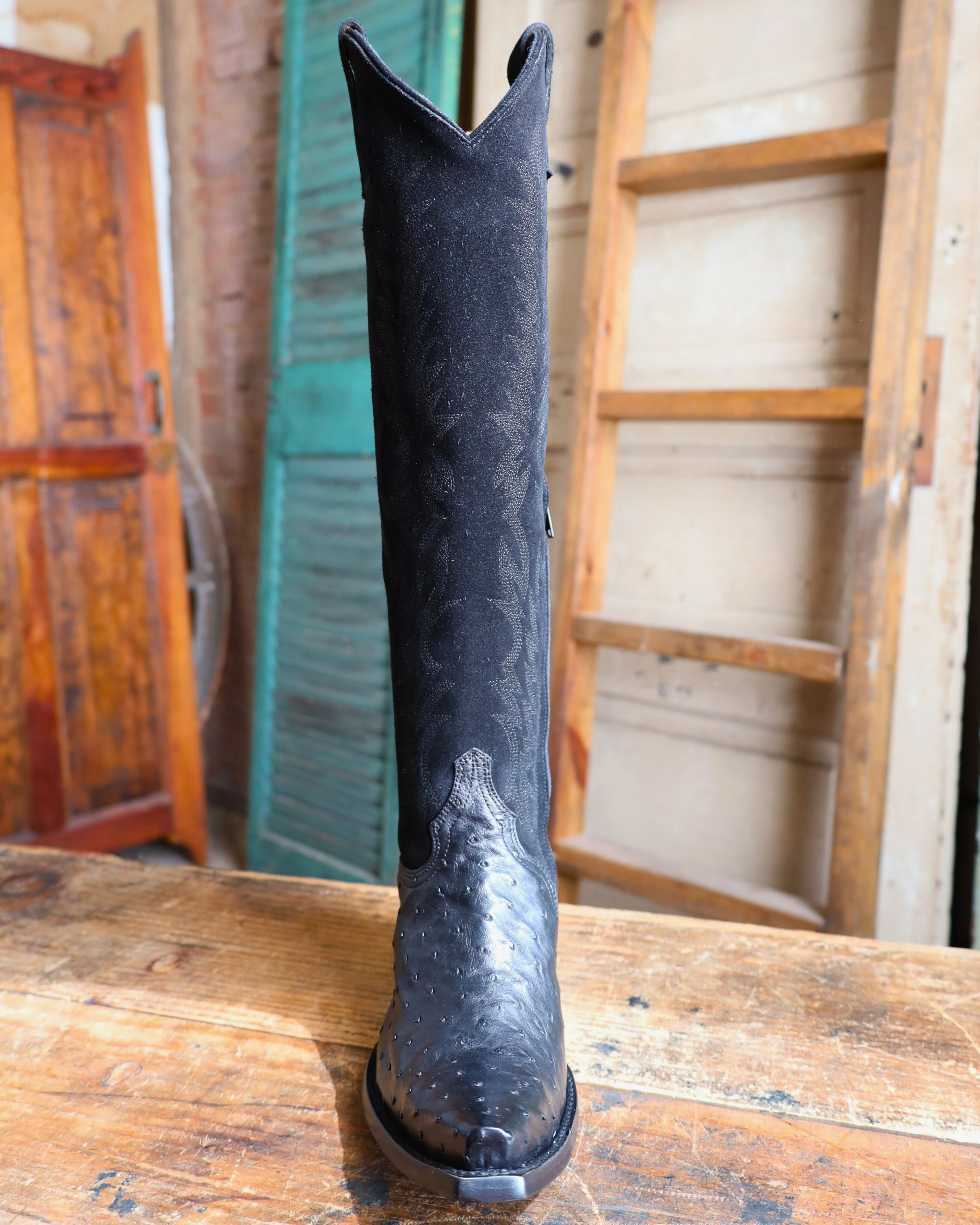 OLD GRINGO WOMEN'S MAYRA OSTRICH 18" BOOT- BLACK/ASH - Image 4