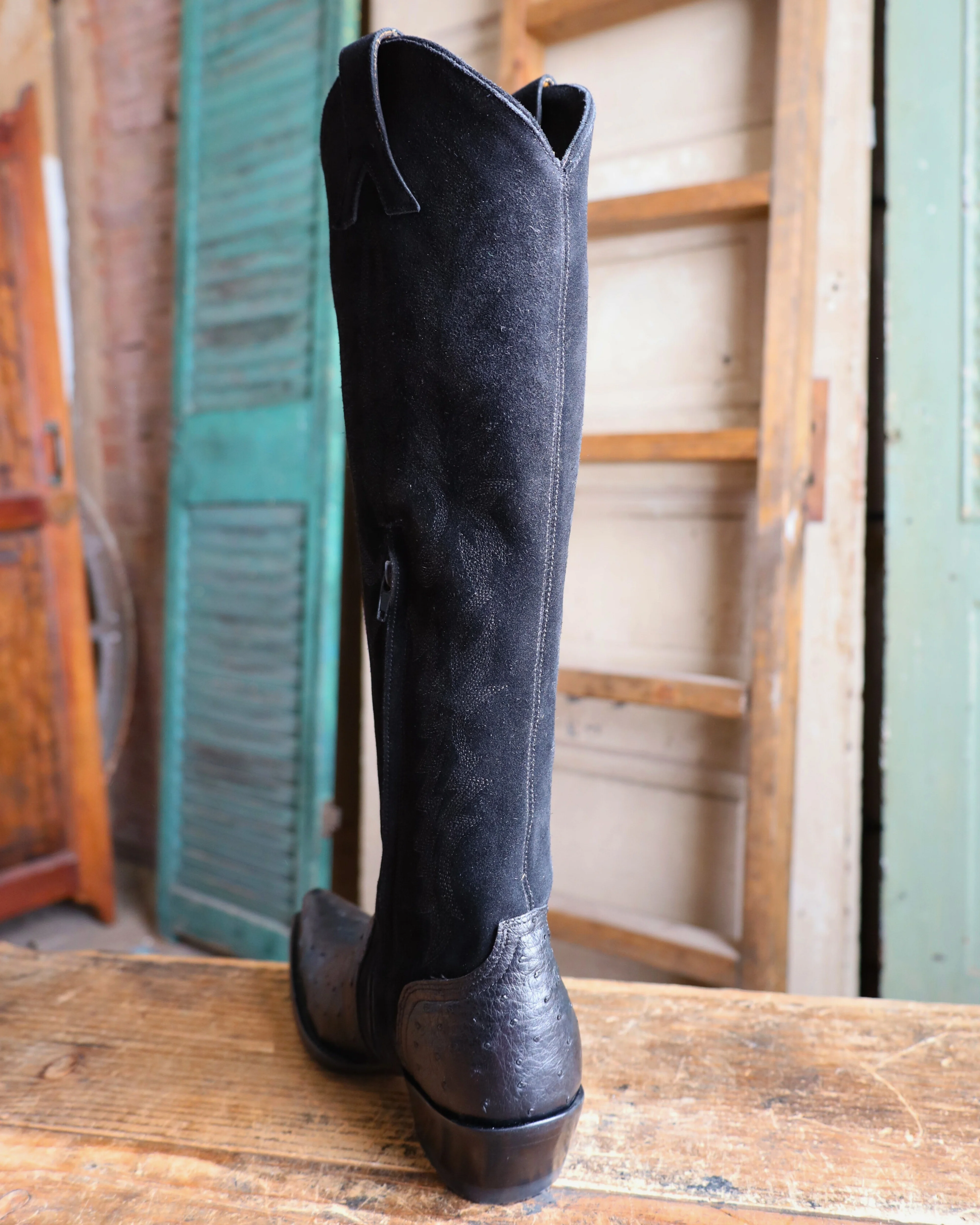 OLD GRINGO WOMEN'S MAYRA OSTRICH 18" BOOT- BLACK/ASH - Image 7