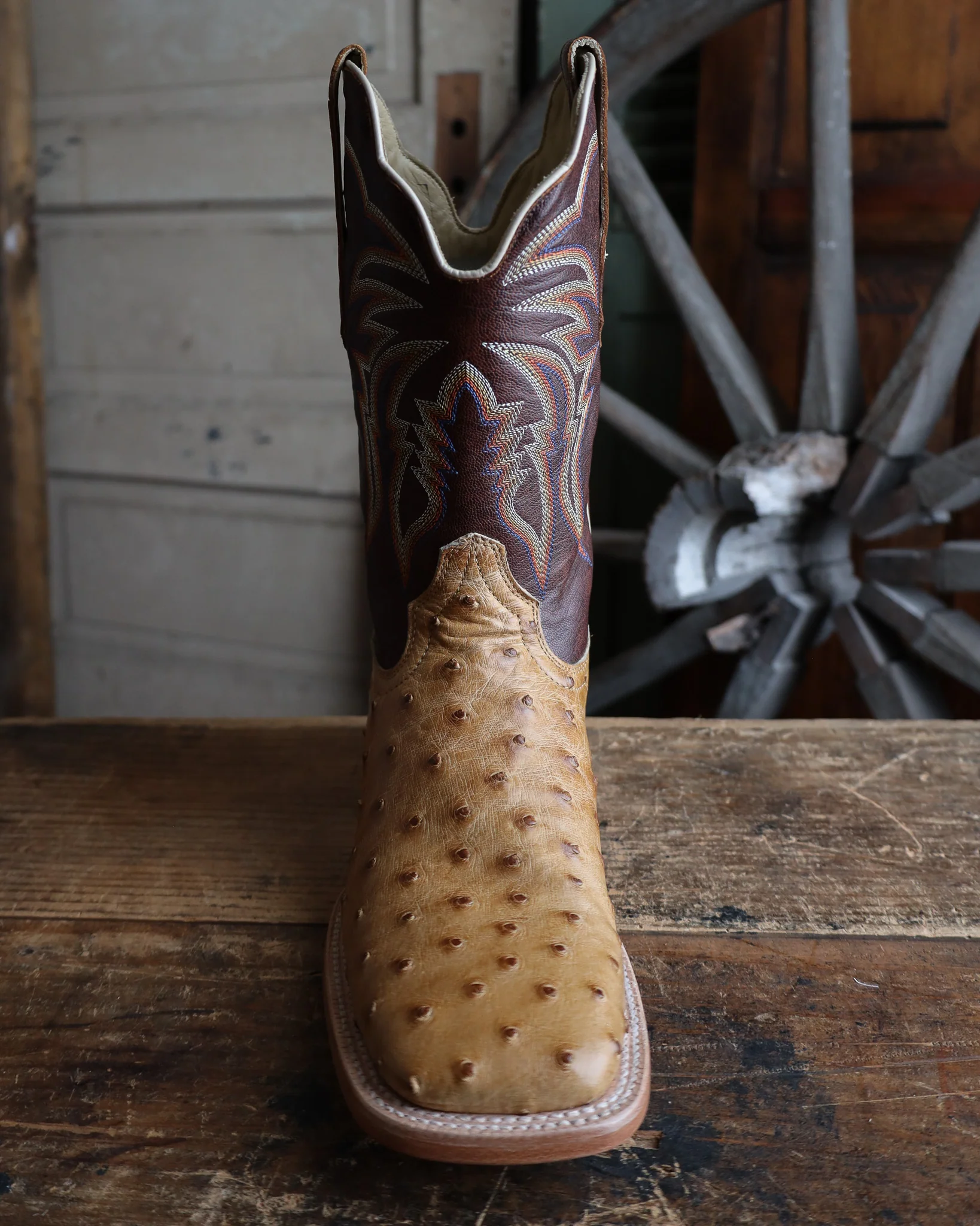 R. WATSON MEN'S ANTIQUE SADDLE FULL QUILL OSTRICH WESTERN 11" BOOTS - Image 3