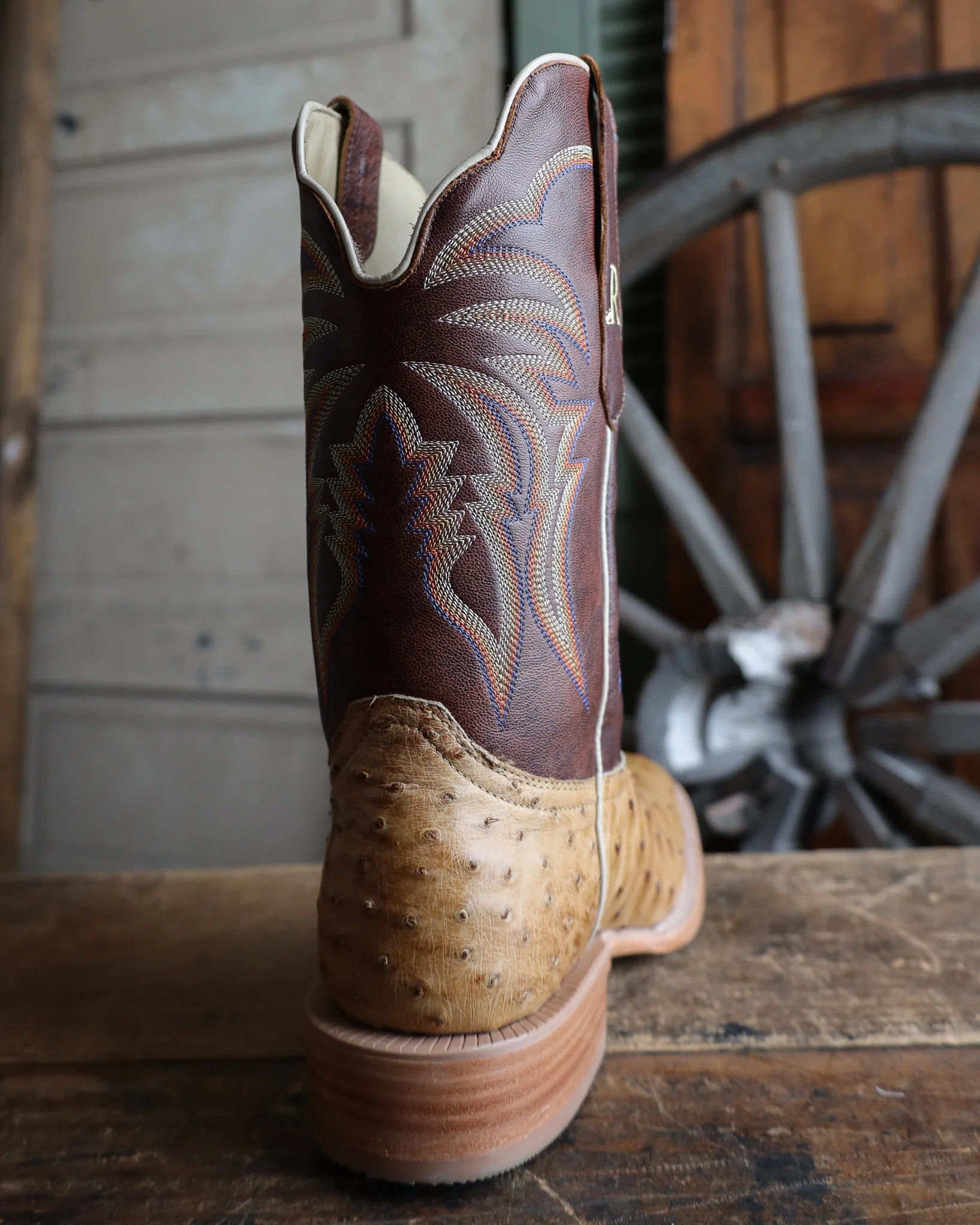 R. WATSON MEN'S ANTIQUE SADDLE FULL QUILL OSTRICH WESTERN 11" BOOTS - Image 7