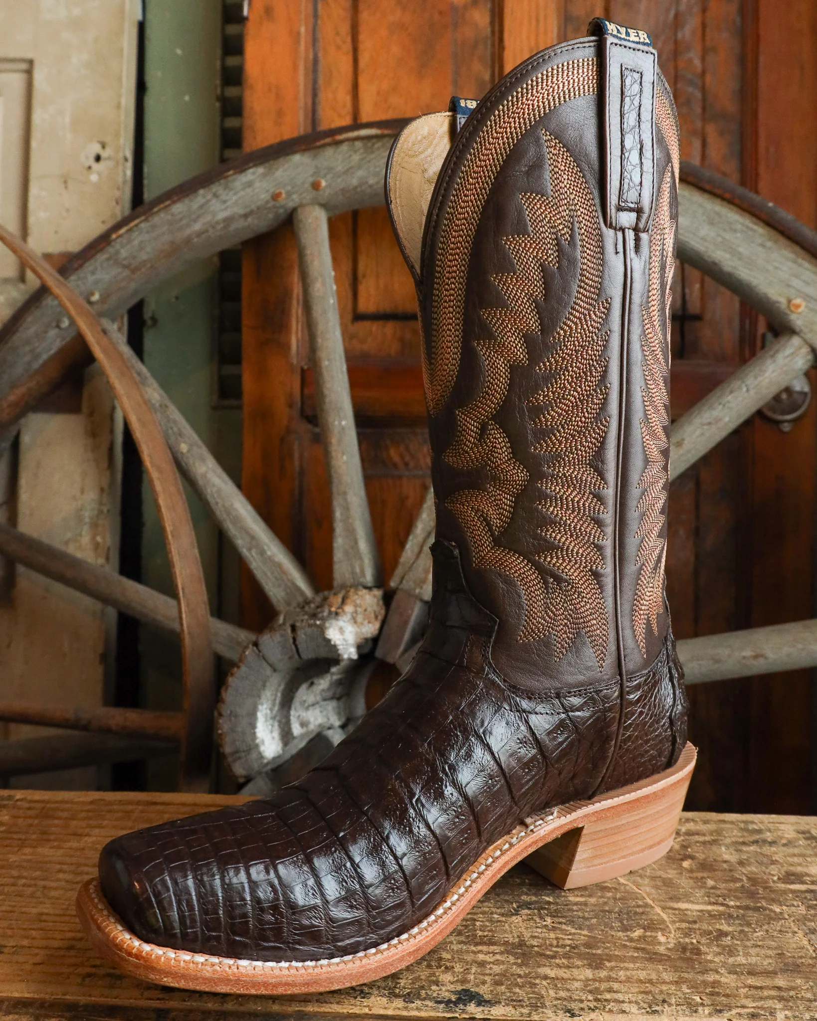 Hyer Men's Pratt Caiman Coffee and Chocolate 13" Boot - Image 5