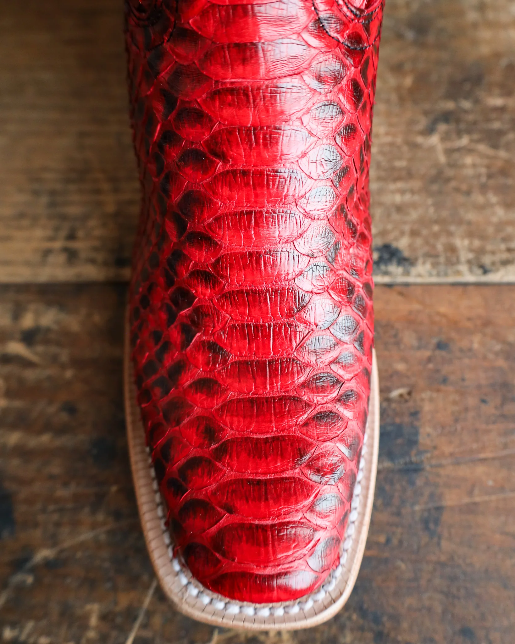 R. WATSON WOMEN'S 17″ RED AND BLACK PYTHON BOOT - Image 4