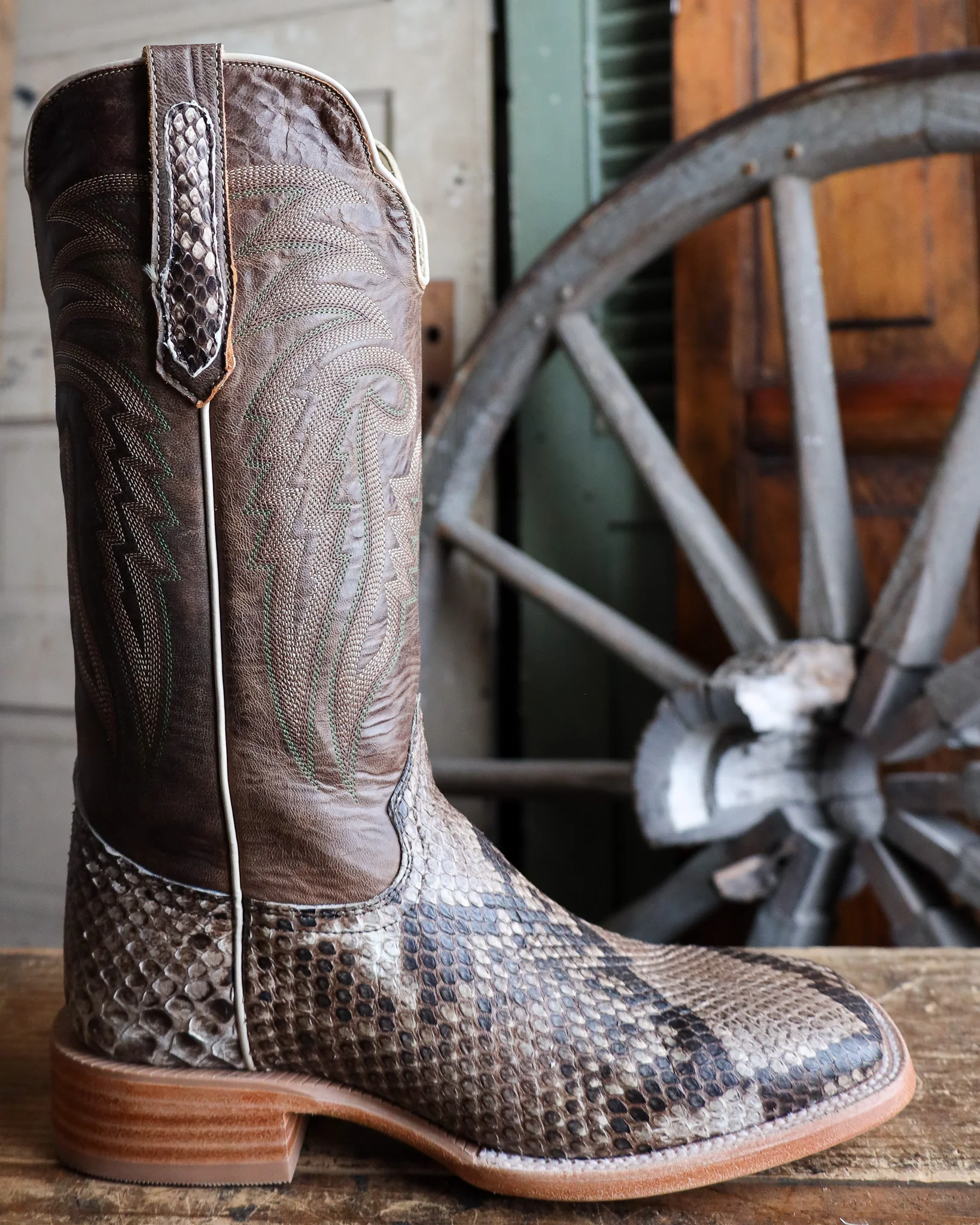 R. WATSON MEN'S RUSTIC PYTHON BELLY VINTAGE 13" BOOT