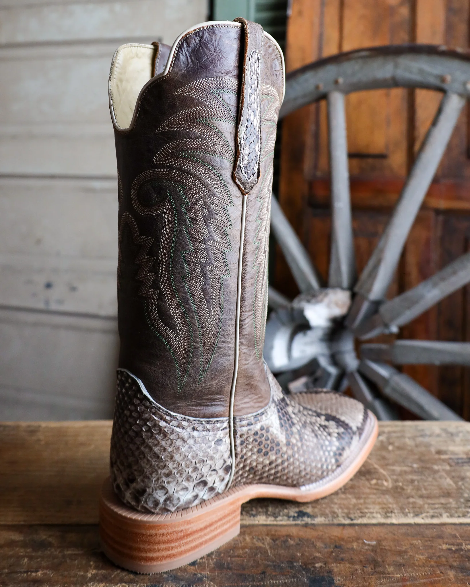 R. WATSON MEN'S RUSTIC PYTHON BELLY VINTAGE 13" BOOT - Image 3