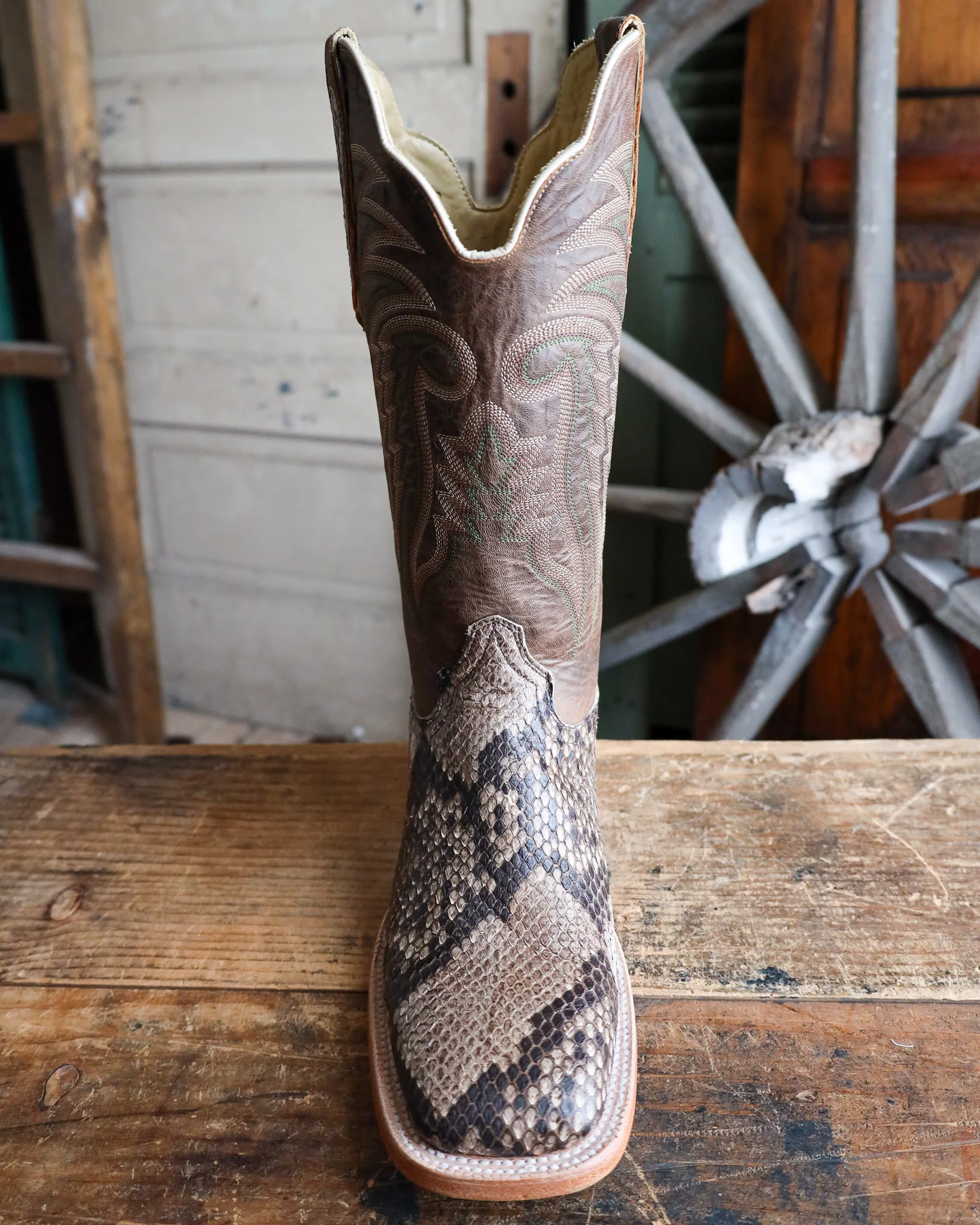 R. WATSON MEN'S RUSTIC PYTHON BELLY VINTAGE 13" BOOT - Image 4