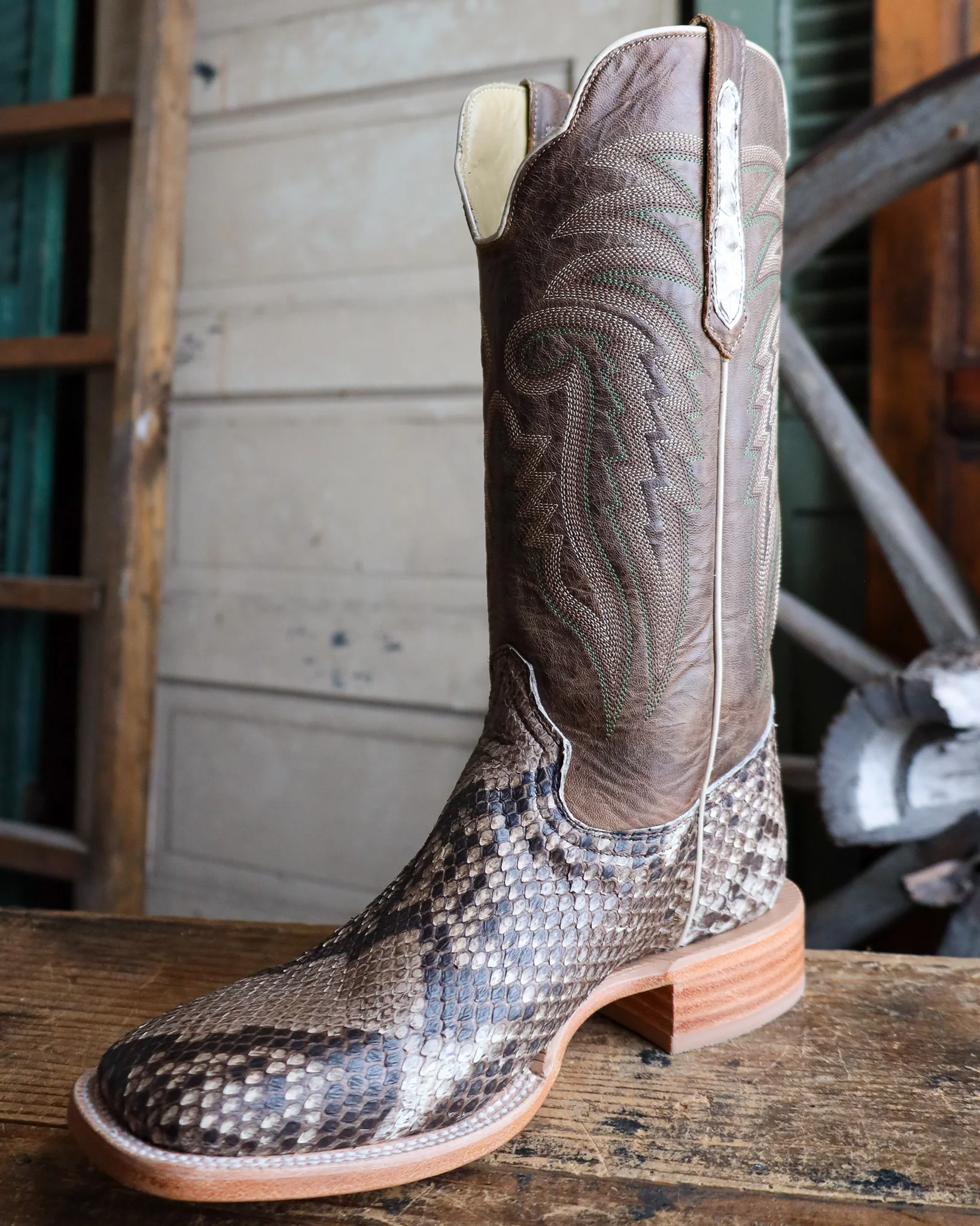 R. WATSON MEN'S RUSTIC PYTHON BELLY VINTAGE 13" BOOT - Image 6