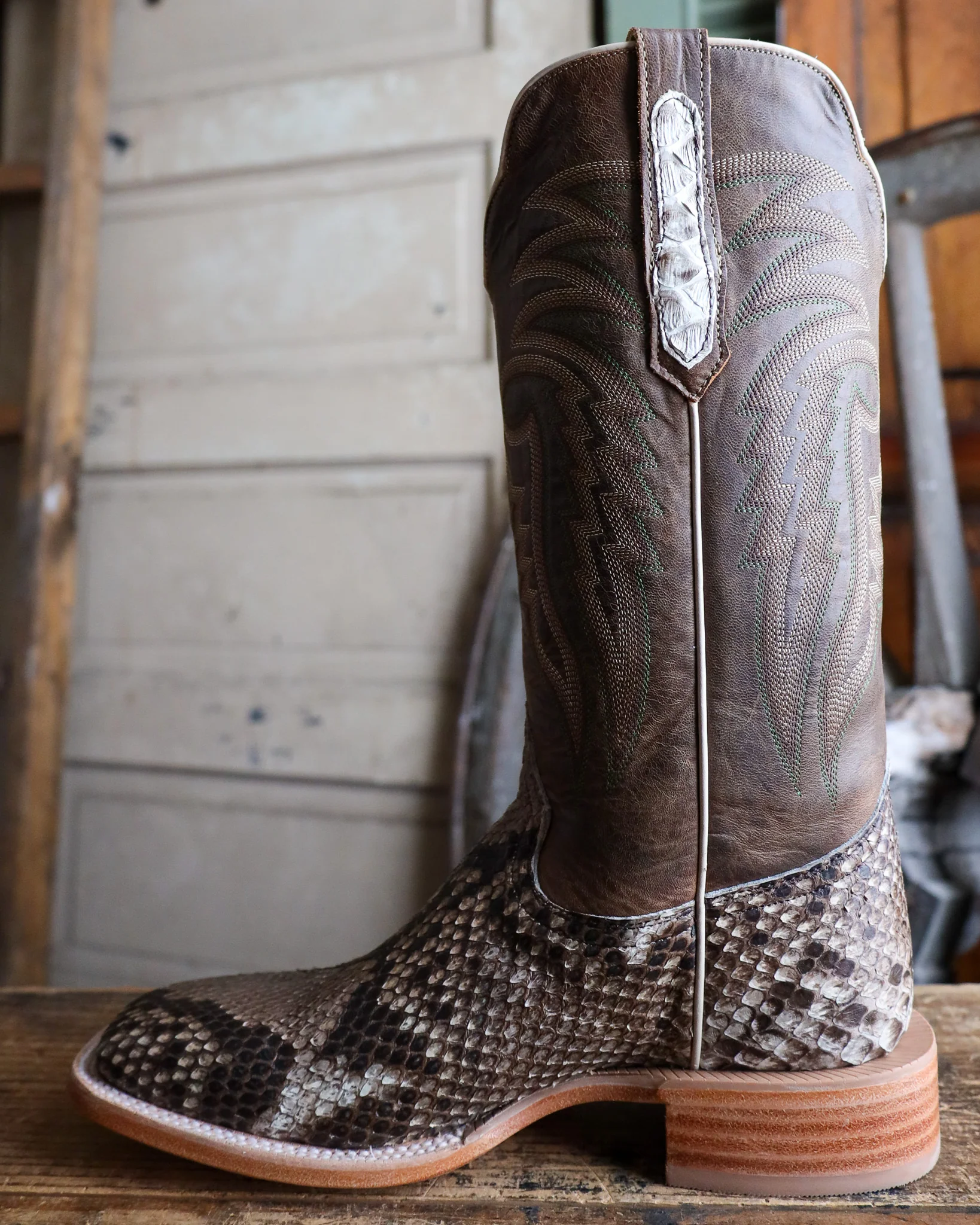 R. WATSON MEN'S RUSTIC PYTHON BELLY VINTAGE 13" BOOT - Image 7