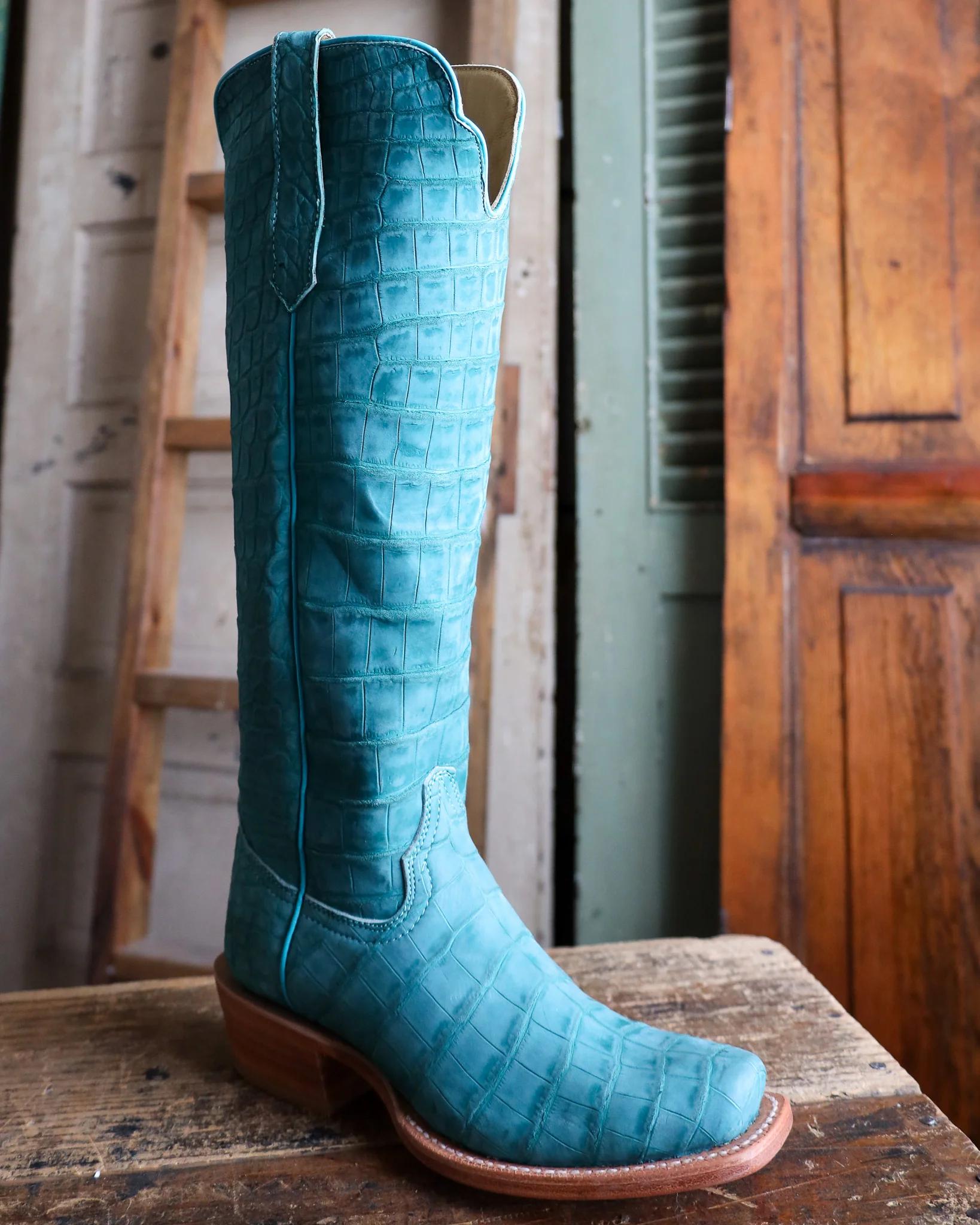 R. WATSON WOMEN'S SUEDED ALLIGATOR 17" BOOT - Image 2