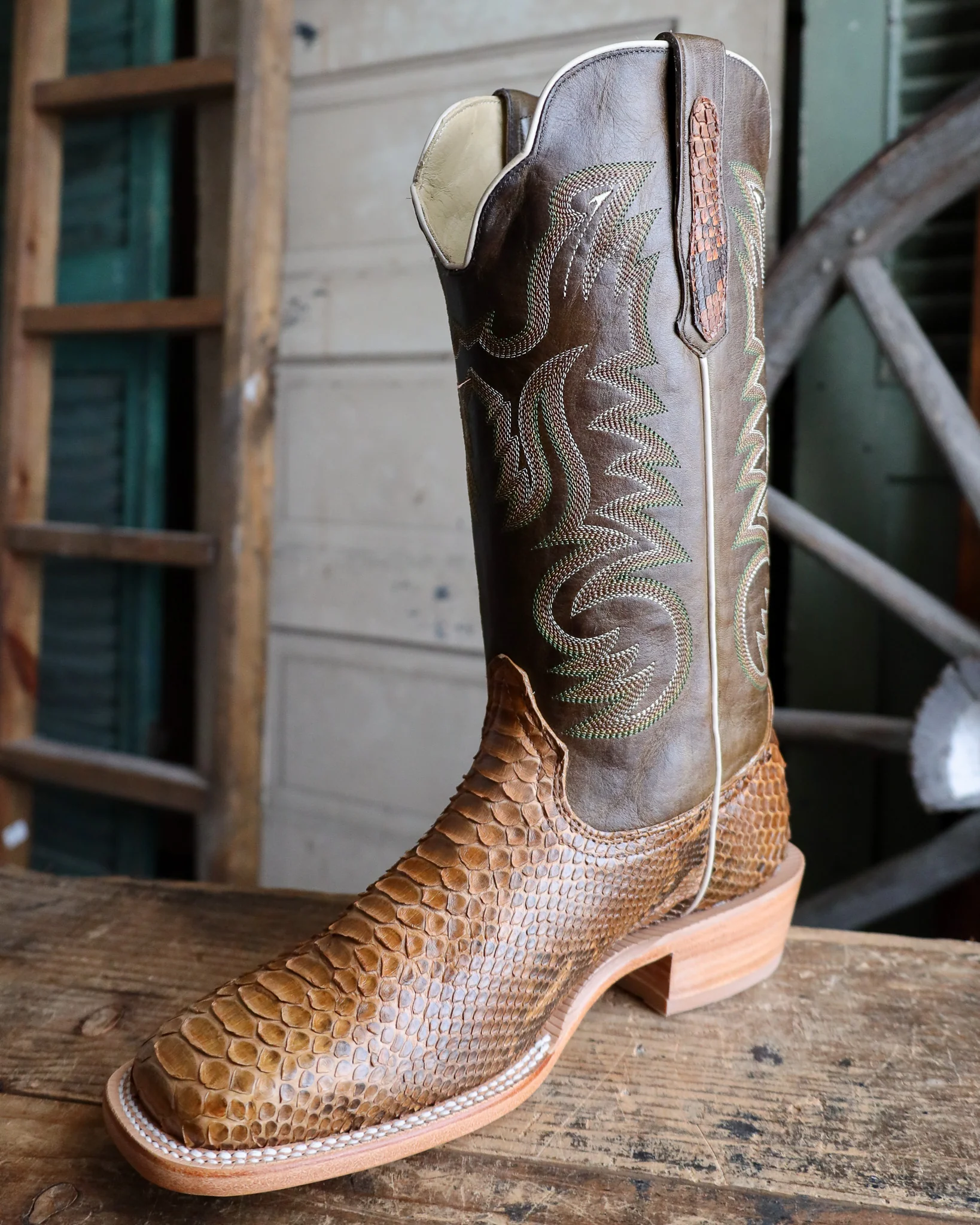 R. WATSON MEN'S SUEDED PYTHON BEIGE 13" BOOT - Image 5