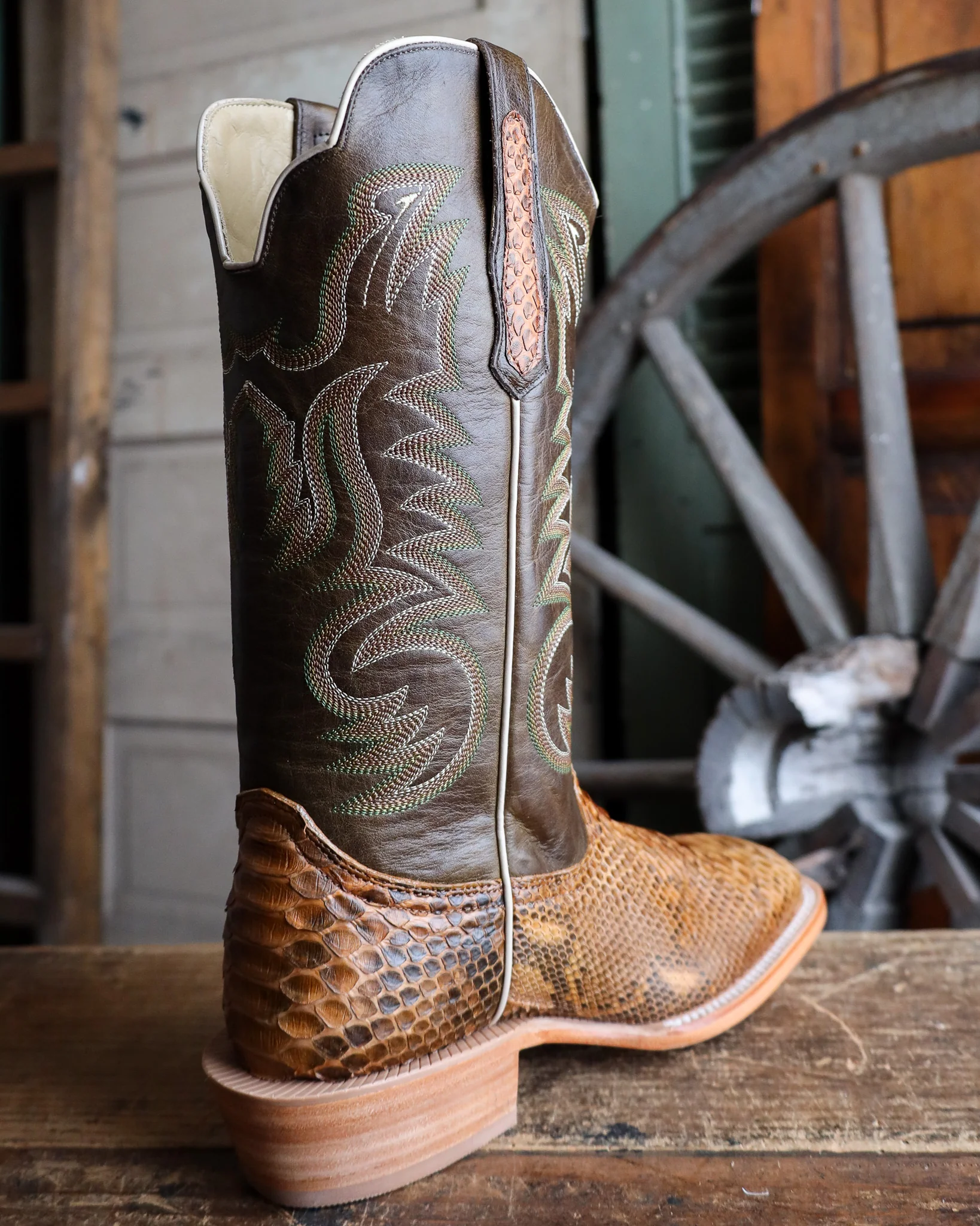 R. WATSON MEN'S SUEDED PYTHON BEIGE 13" BOOT - Image 7