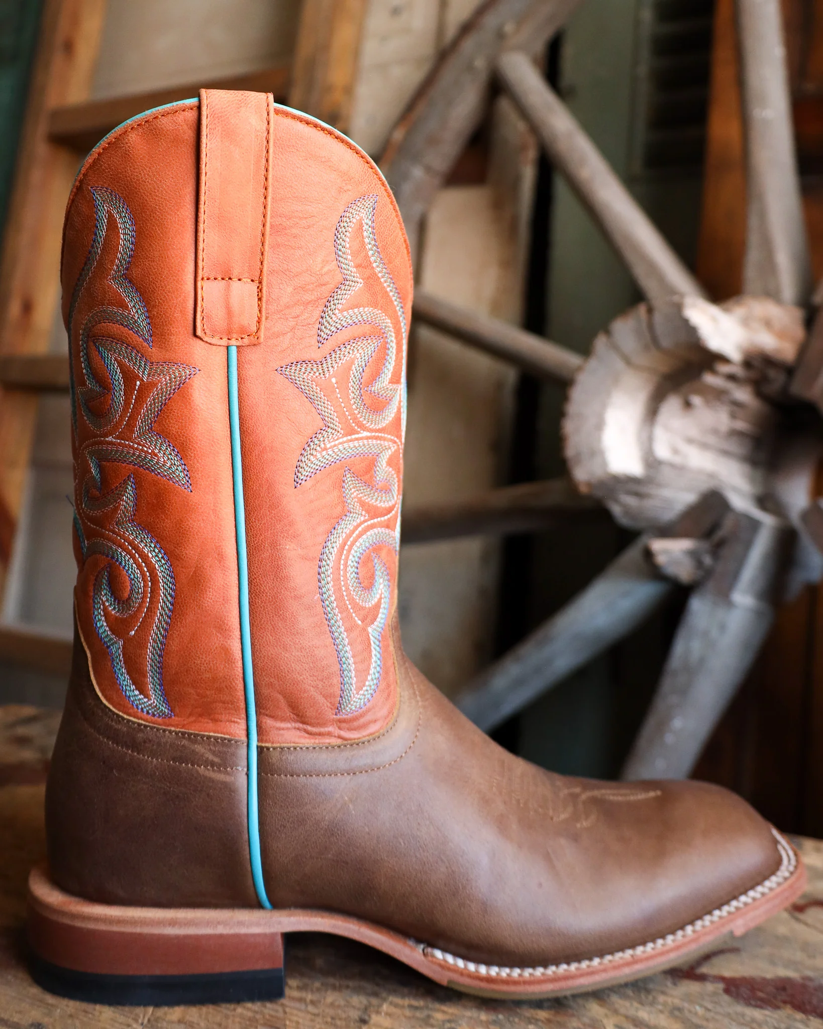 HORSE POWER MEN'S TAN COWHIDE ORANGE GOAT 11" BOOT - Image 7