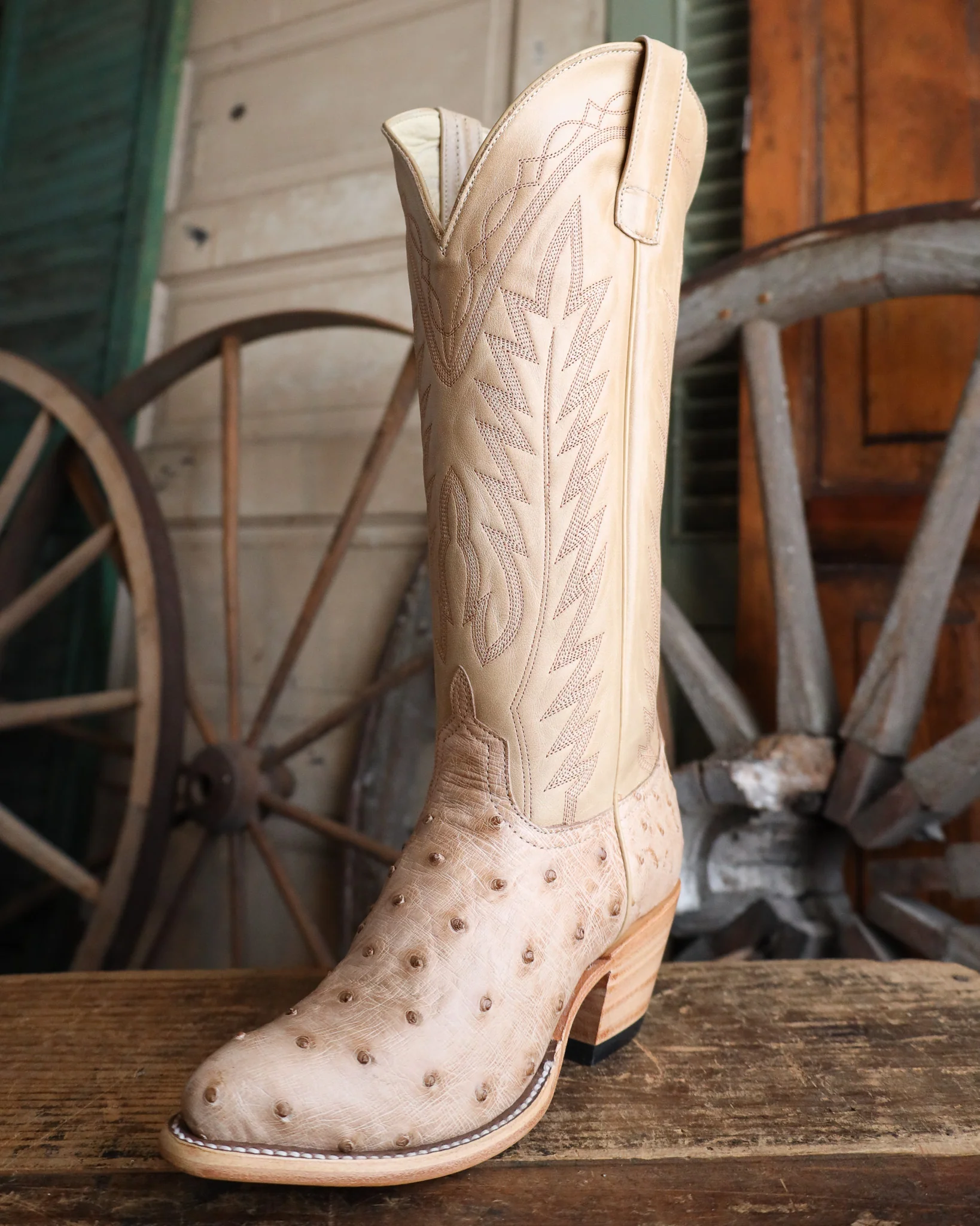 Macie Bean Women's Tan Ostrich 15" Boot - Image 5