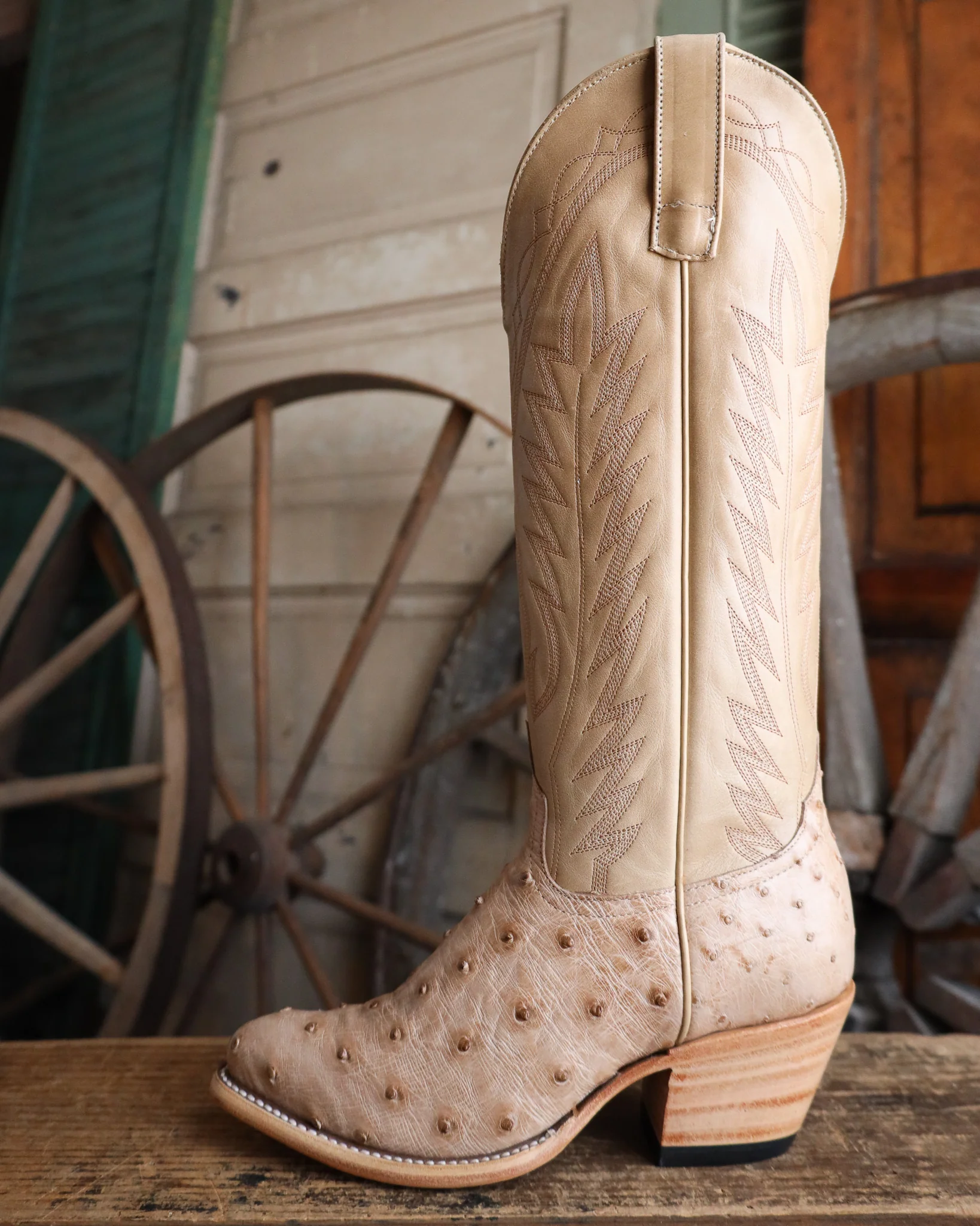 Macie Bean Women's Tan Ostrich 15" Boot - Image 6