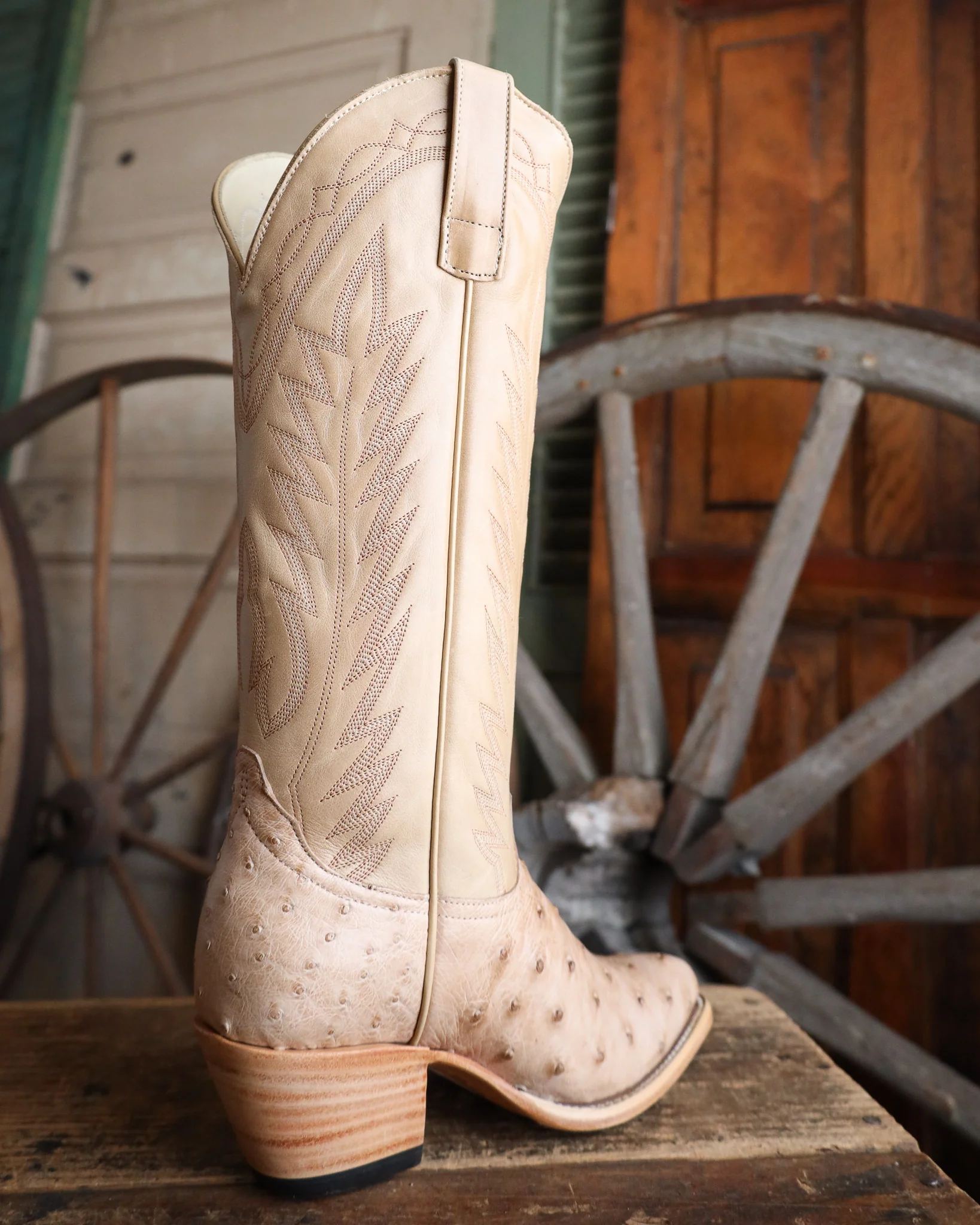 Macie Bean Women's Tan Ostrich 15" Boot - Image 8
