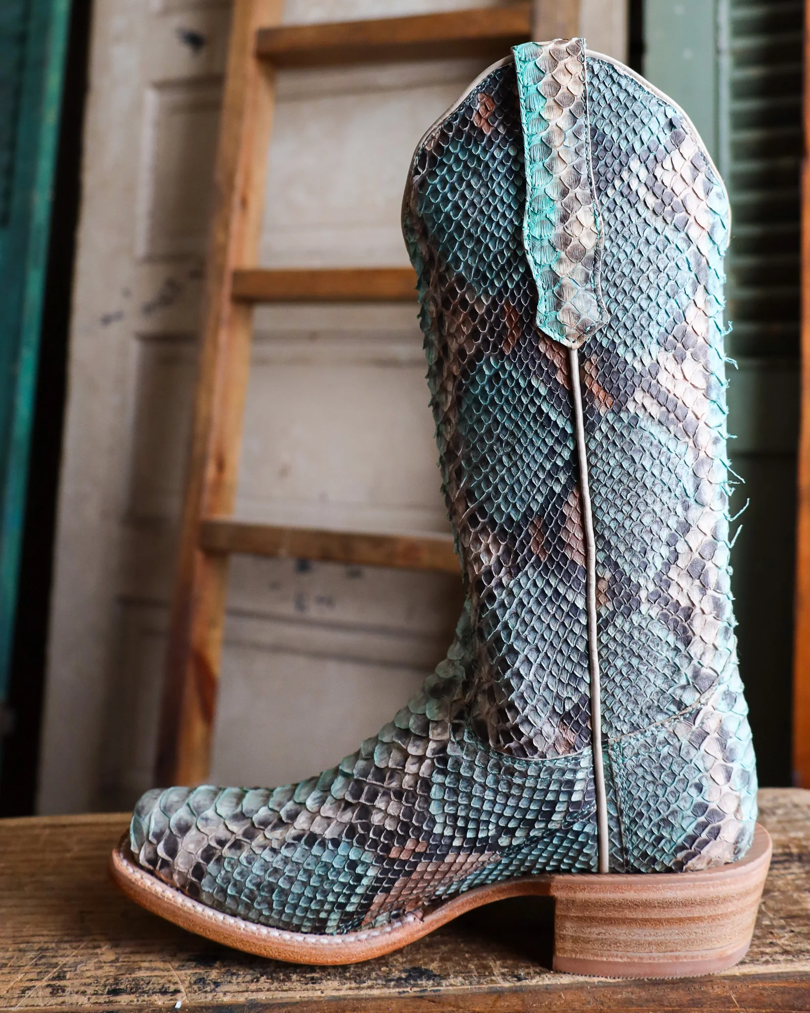 R. WATSON WOMEN'S TEAL AND COPPER PYTHON 14" BOOT - Image 6