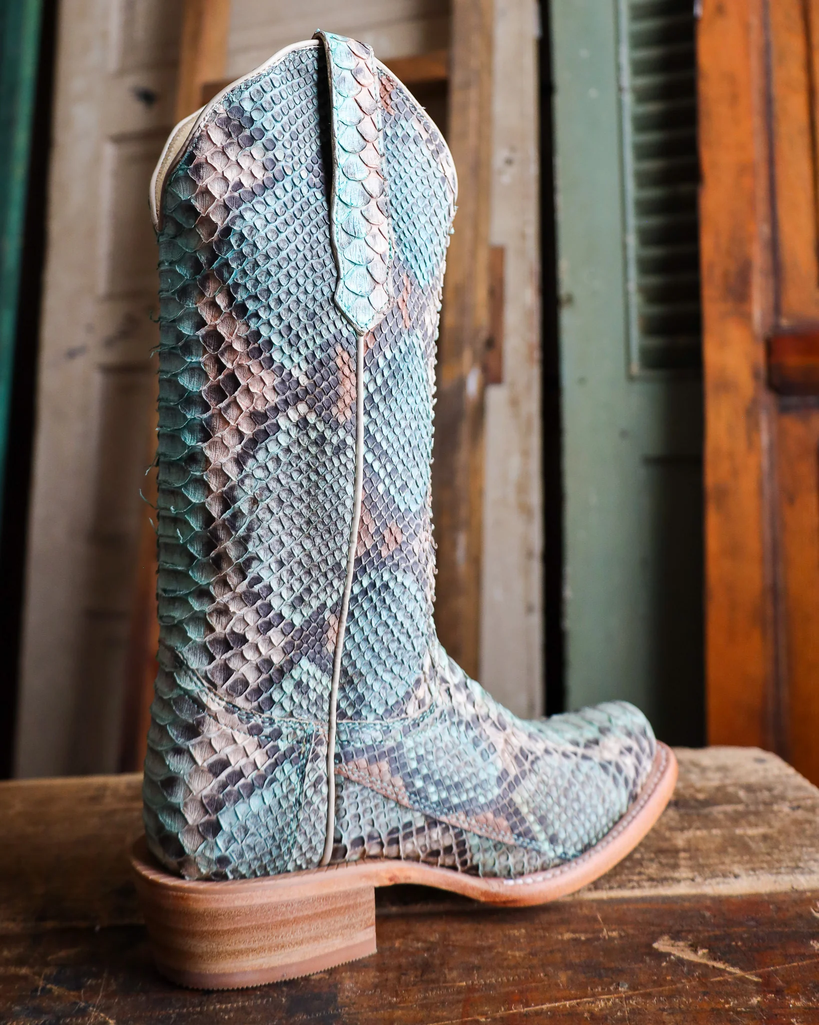 R. WATSON WOMEN'S TEAL AND COPPER PYTHON 14" BOOT - Image 7
