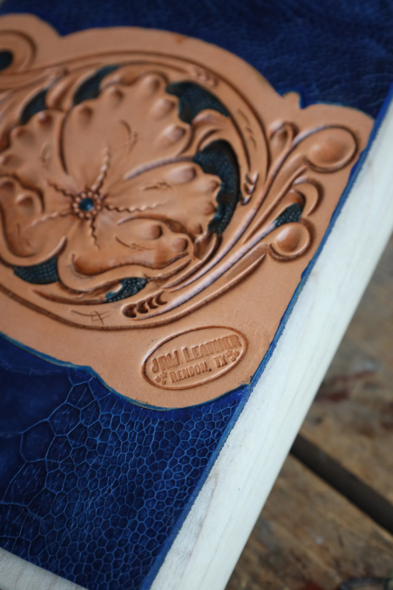 JRW Leather Ostrich Leg With Tooled Boot Jack - Image 3