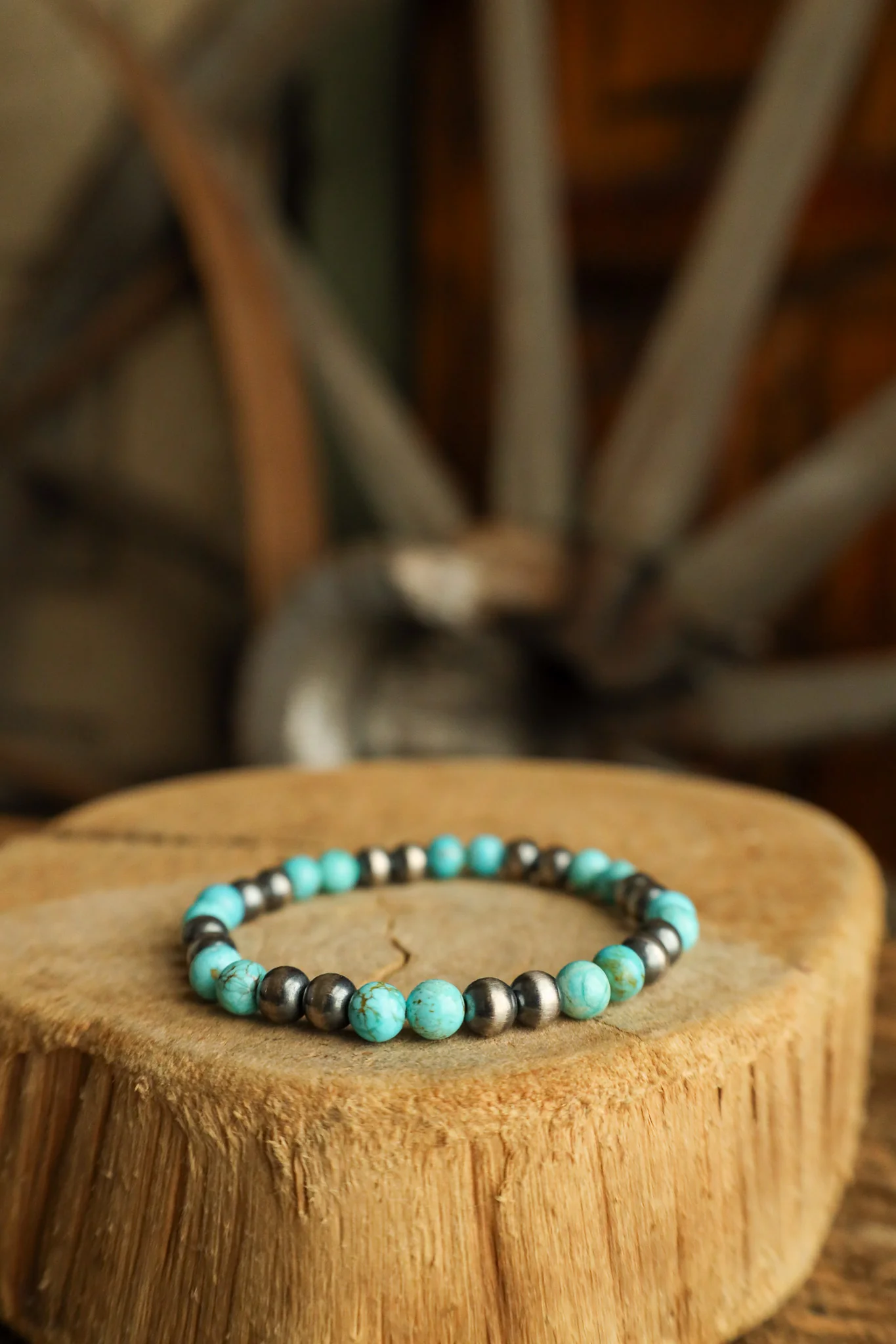 6MM Navajo Pearl & Turquoise Bead Stretch Bracelet