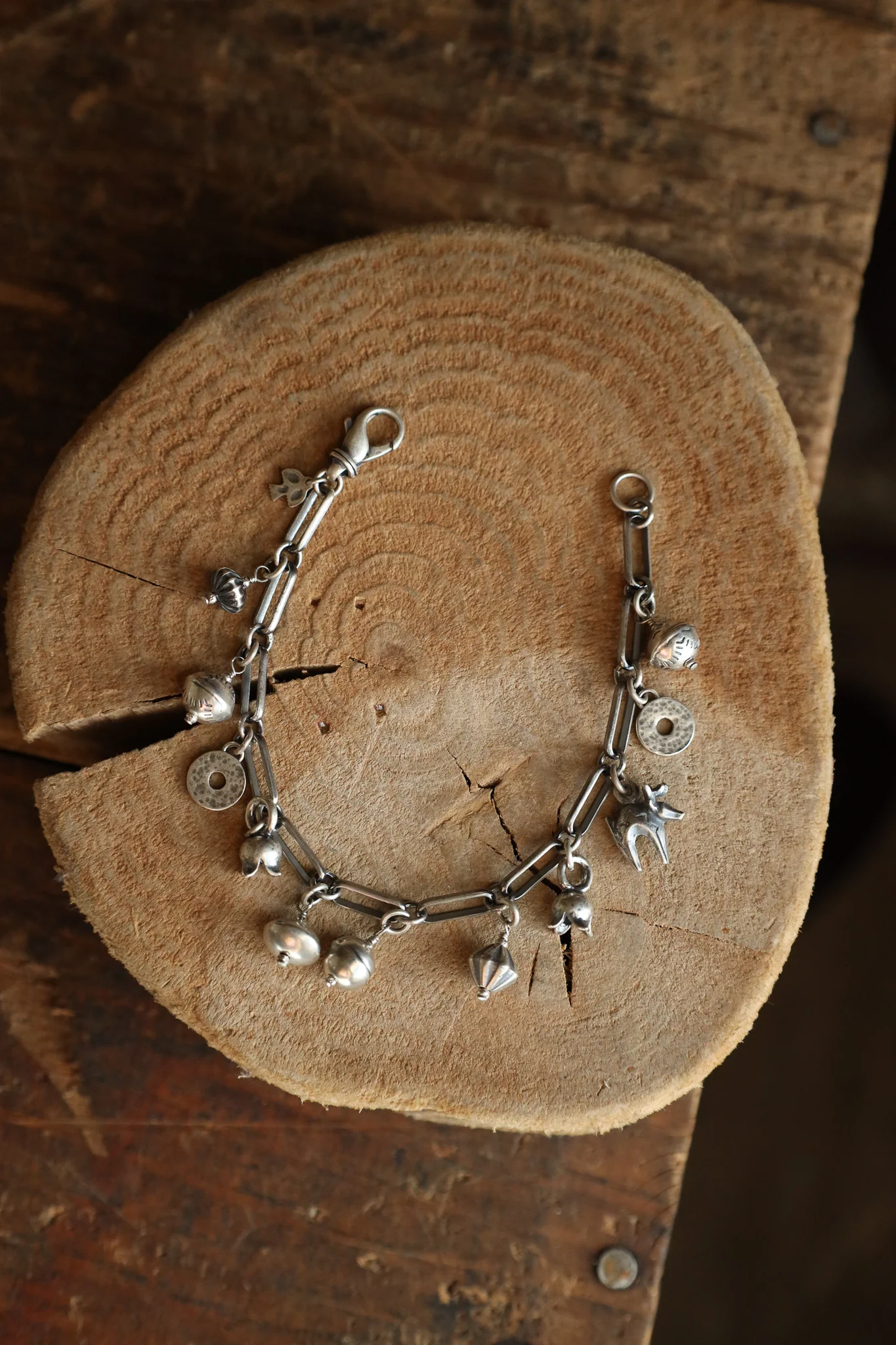 Peyote Bird Lanterns Tulips Charm Bracelet