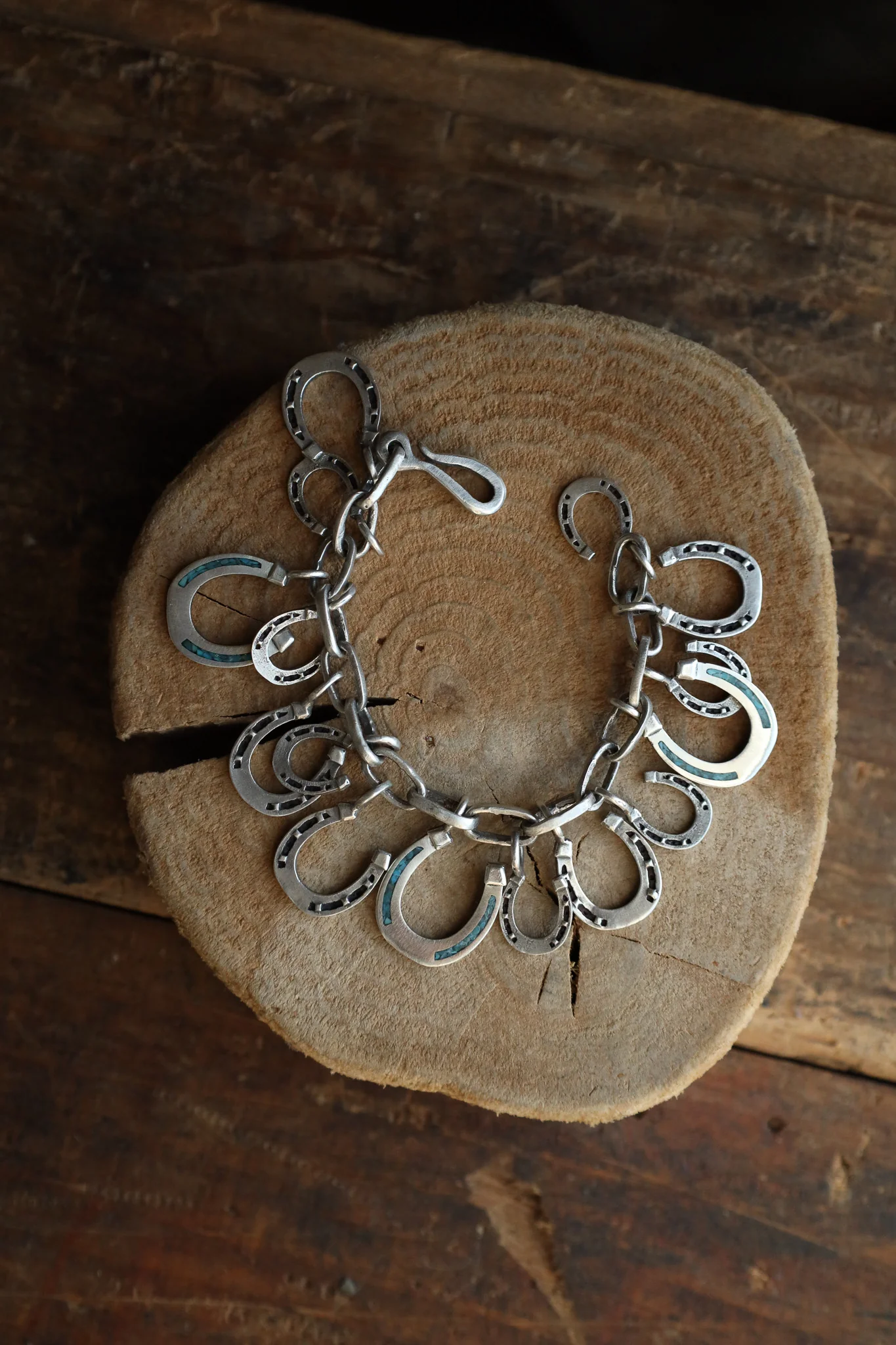 Love Tokens Lucky Me Horseshoes Turquoise Inlay Bracelet