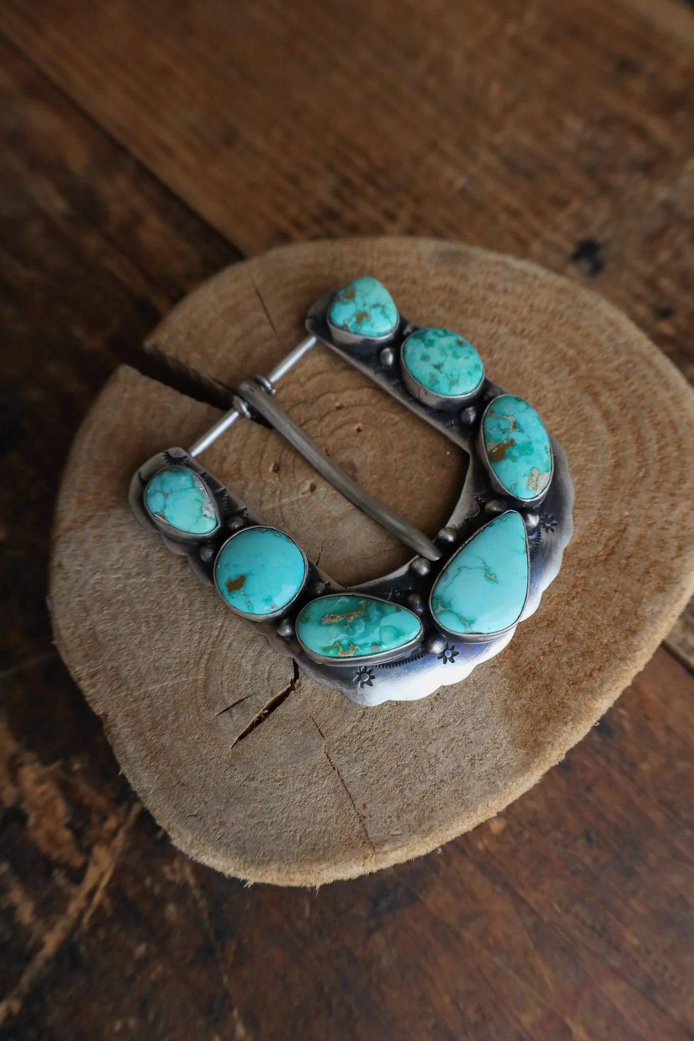 7 Blue and Green Turquoise Stones Buckle - Image 4