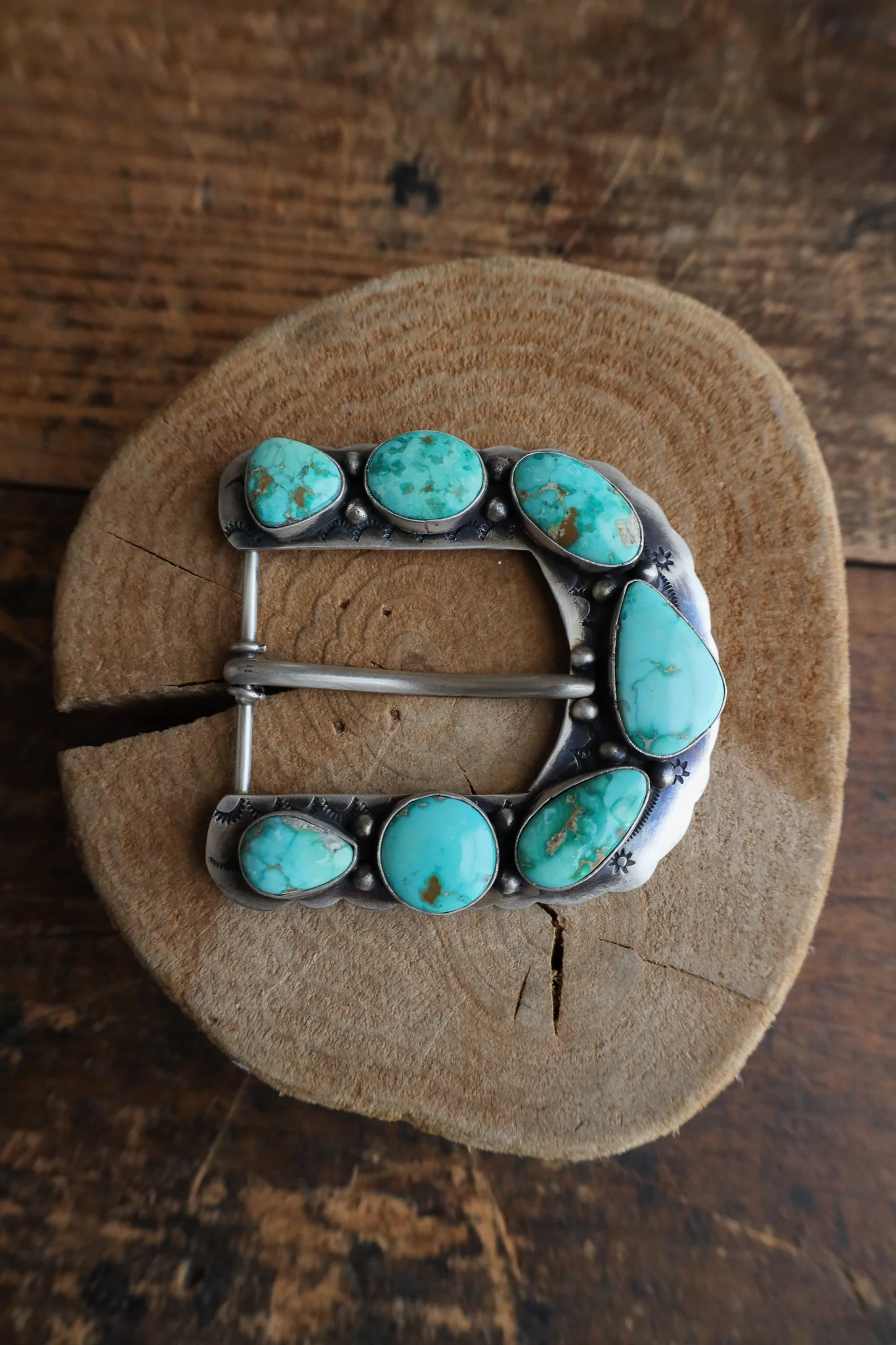 7 Blue and Green Turquoise Stones Buckle - Image 5