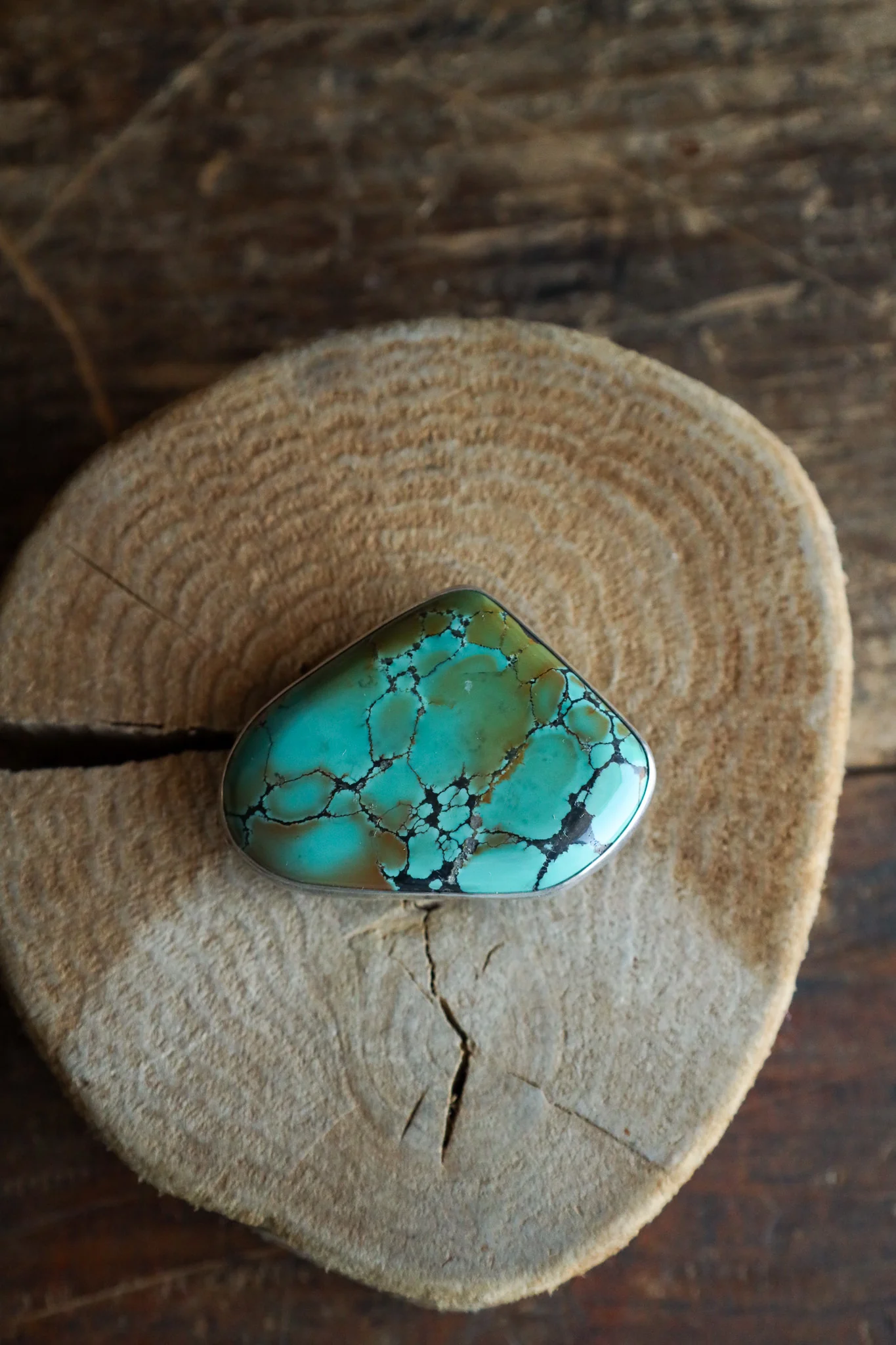 Peyote Bird Turquoise Veined Free Form Buckle