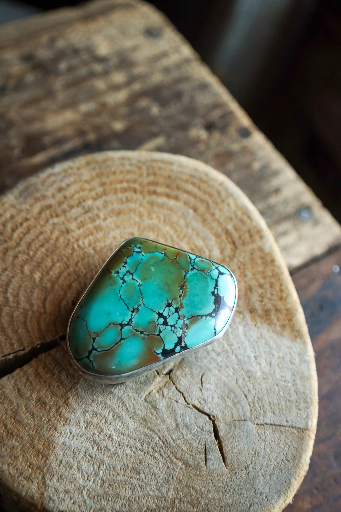 Peyote Bird Turquoise Veined Free Form Buckle - Image 2
