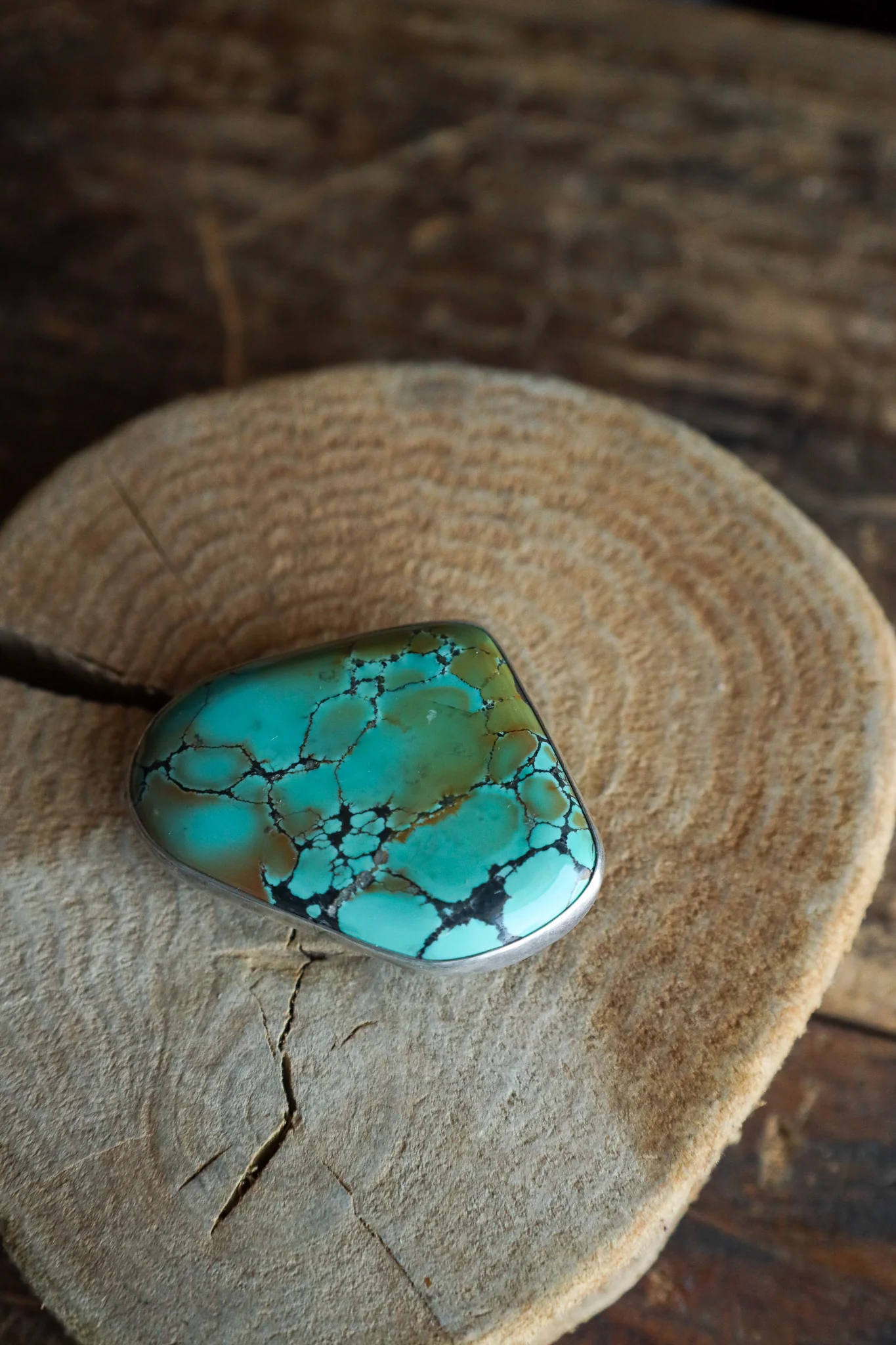 Peyote Bird Turquoise Veined Free Form Buckle - Image 3