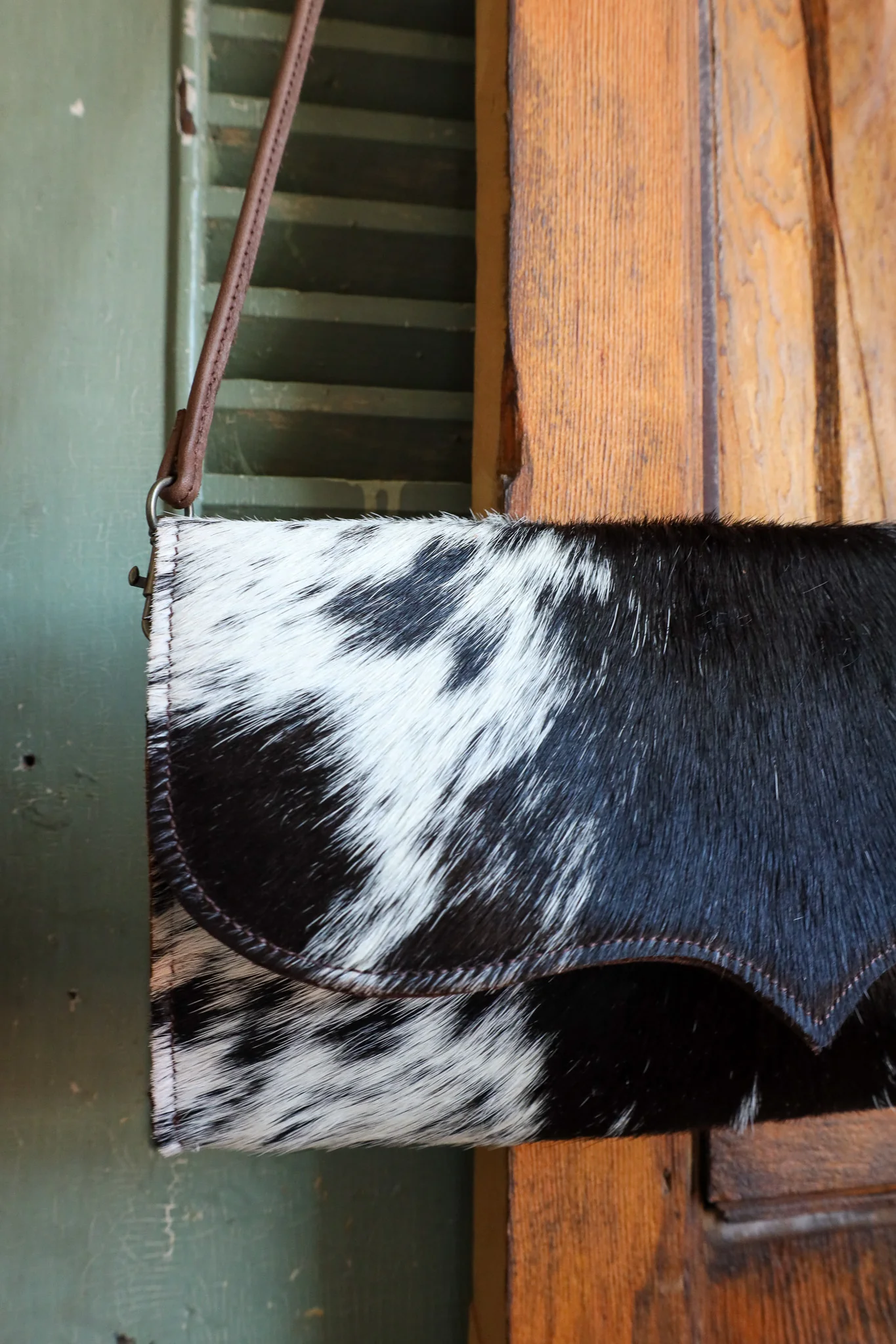 Two Bar West Envelope Hair on Hide Clutch Crossbody Purse - Image 3