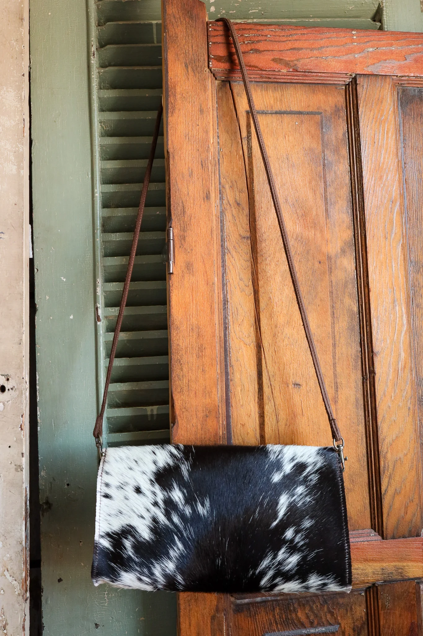 Two Bar West Envelope Hair on Hide Clutch Crossbody Purse - Image 7