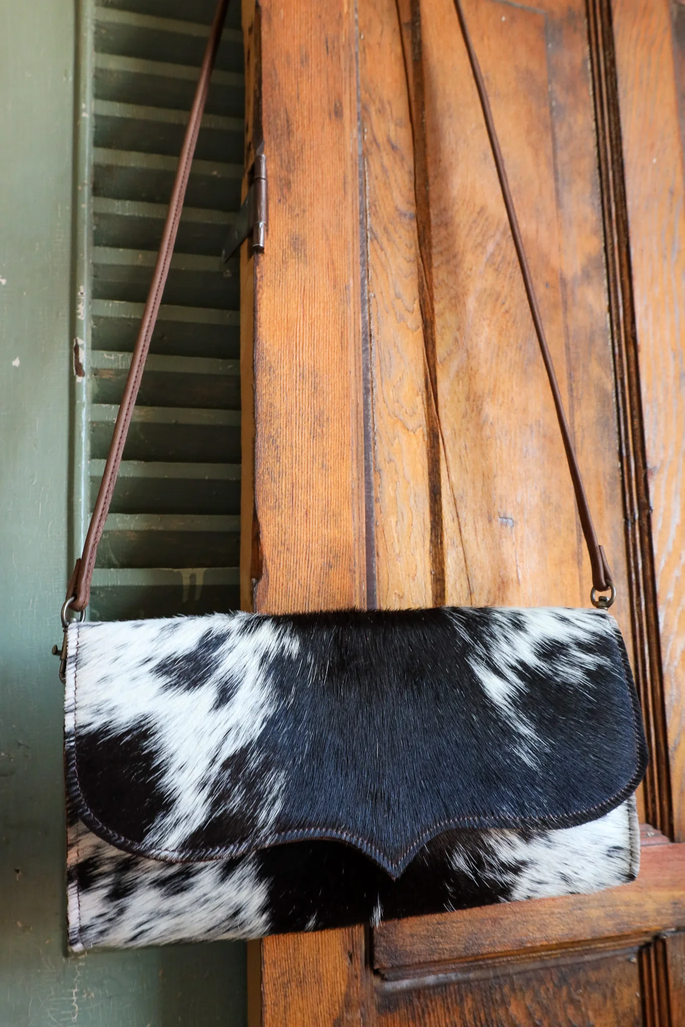 Two Bar West Envelope Hair on Hide Clutch Crossbody Purse - Image 8