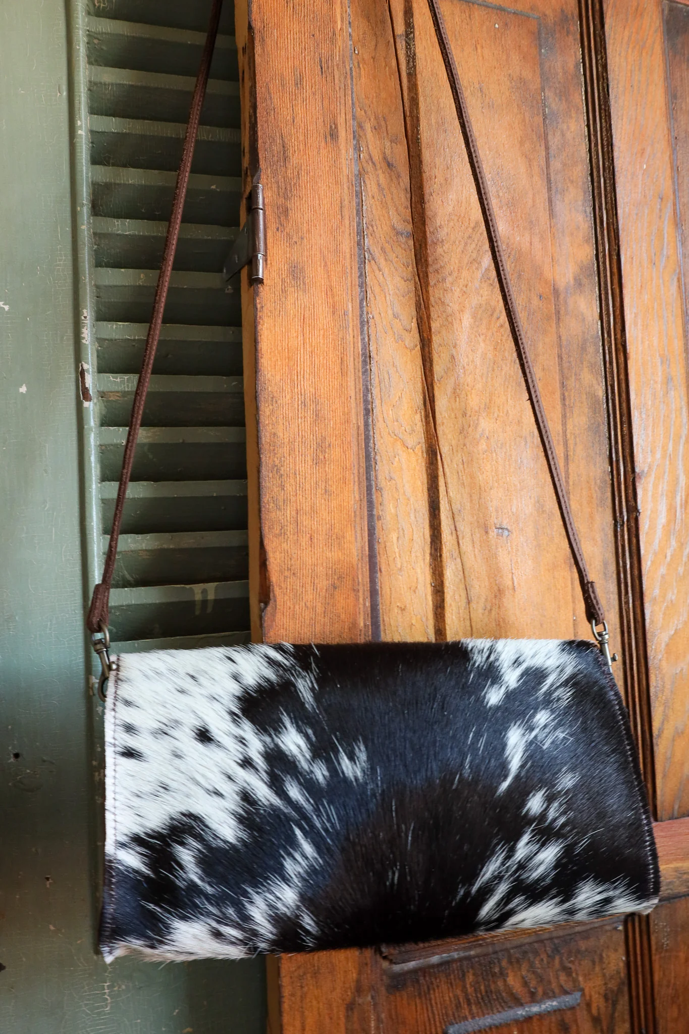 Two Bar West Envelope Hair on Hide Clutch Crossbody Purse - Image 9